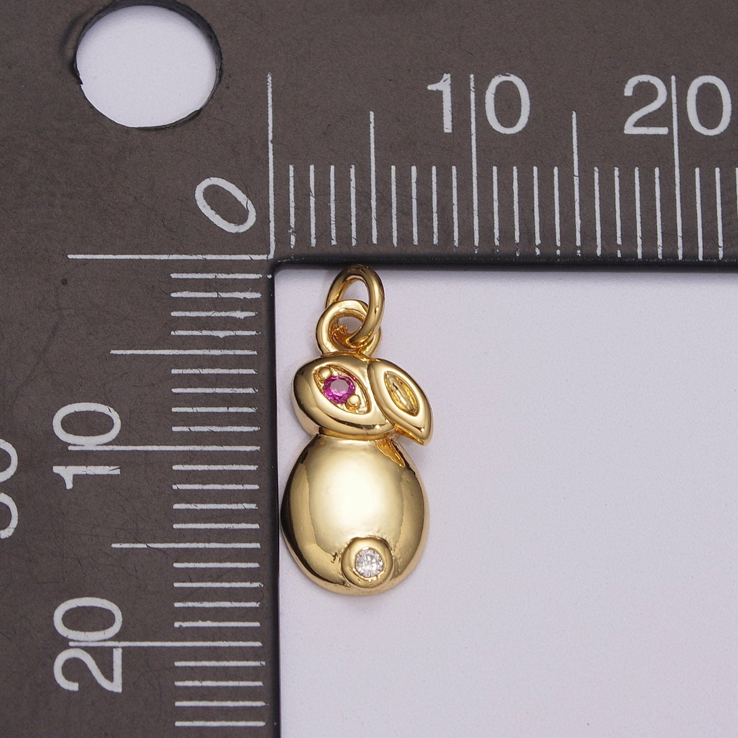 Gold Filled CZ Dainty Bunny Charm, White goldfilled Rabbit Pendant, Rabbit Charm for braceletn necklace, earring DIY Craft, M-902, M-903
