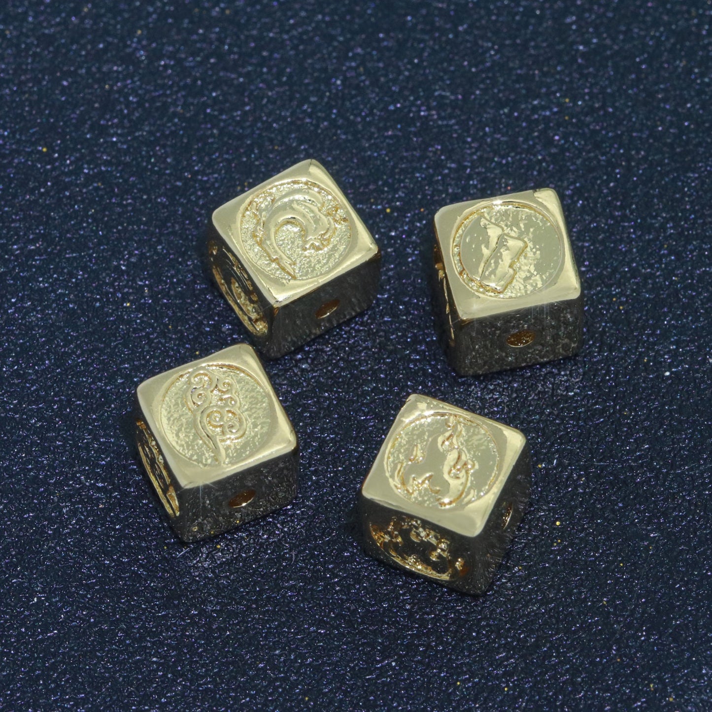 Dainty 24K Gold Filled Bead Element Water Fire Earth Wind Bead Spacer for Bracelet Supply Component Jewelry Making
