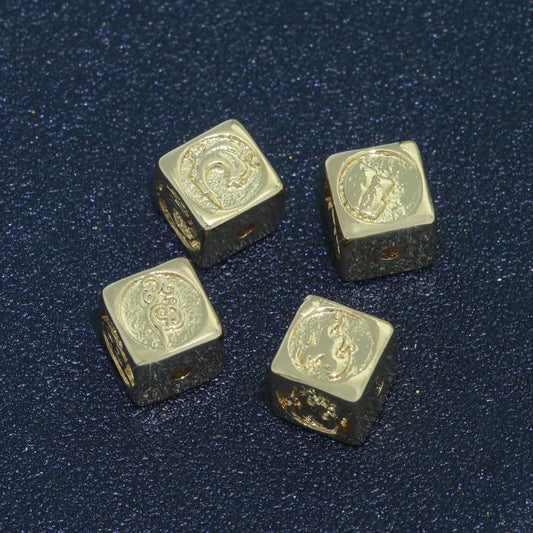 Dainty 24K Gold Filled Bead Element Water Fire Earth Wind Bead Spacer for Bracelet Supply Component Jewelry Making
