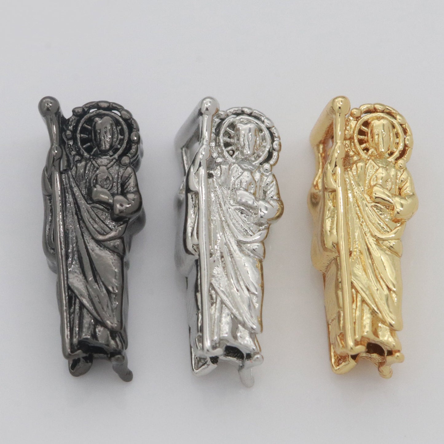 Dainty Gold Saint Jude Bead Spacer St Judas Bead for Bracelet Supply Component Jewelry Making Silver / Black Religious Protection Gift,B-631