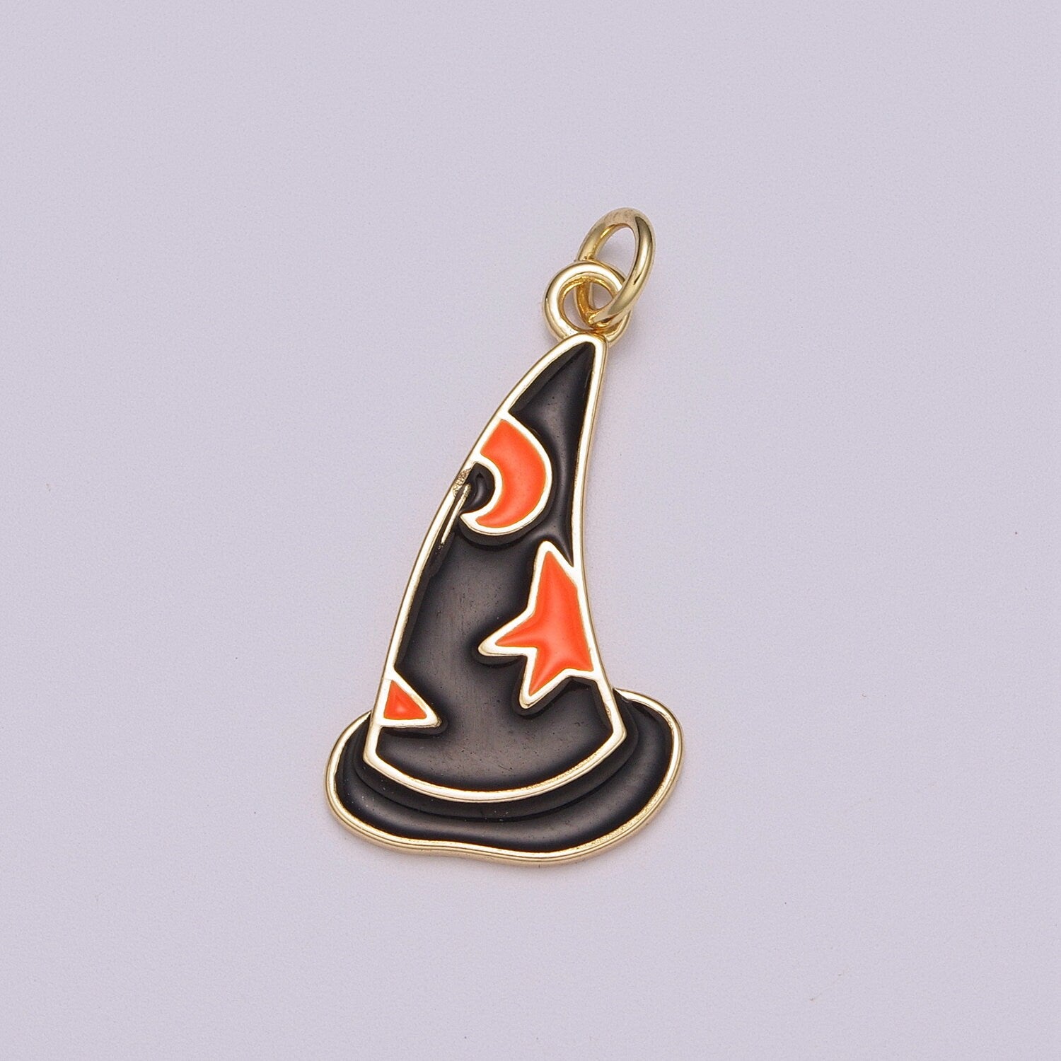 Black Witch Hat Charm Enamel Halloween sorcerers hat Pendant Halloween Jewelry Inspired for Necklace Bracelet Earring Supply