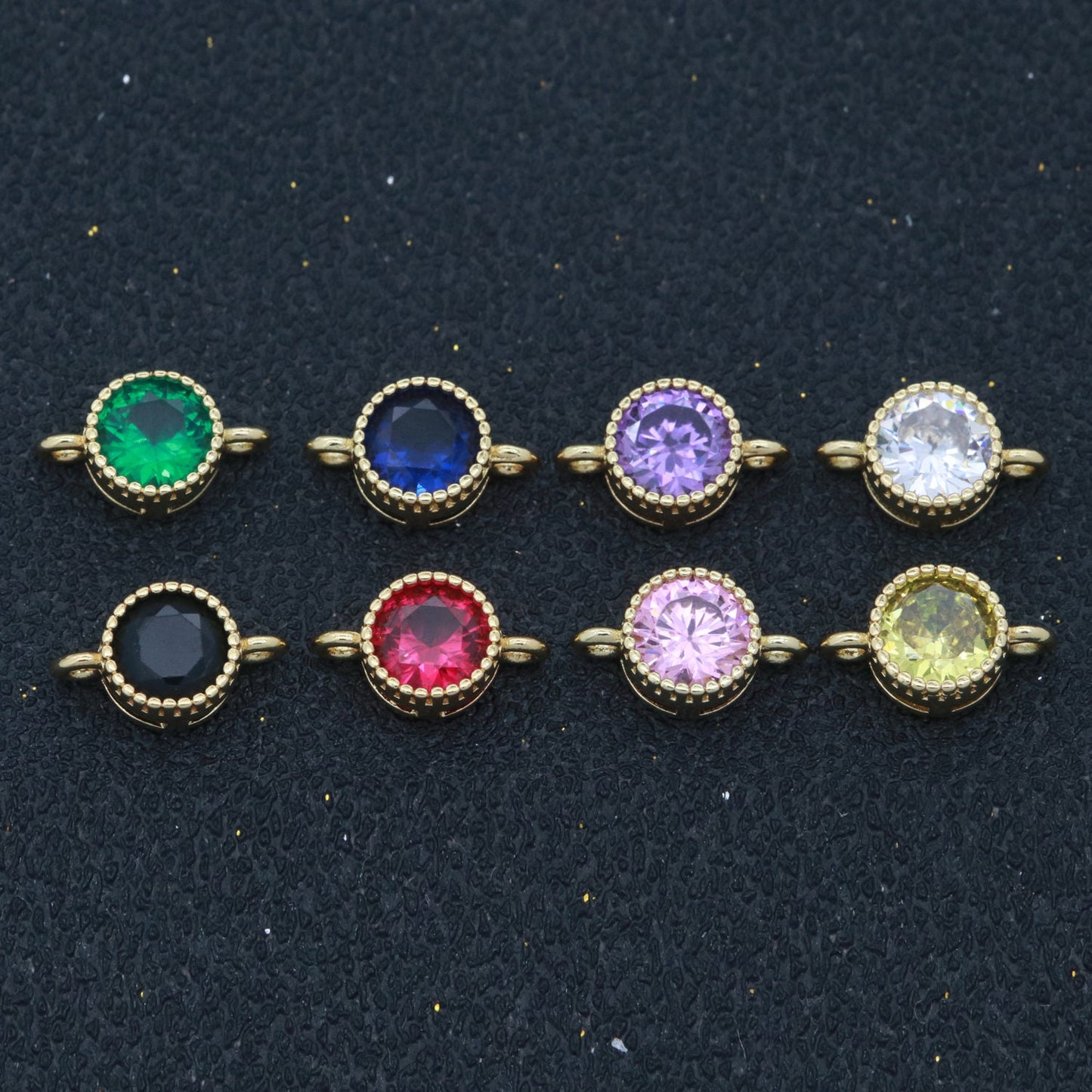 Simplicity Round Solitaire CZ Gold Connector Circle Diamond Cut Dainty Cubic Zirconia Connector for Necklace Bracelet Supply Y-314 - Y-321