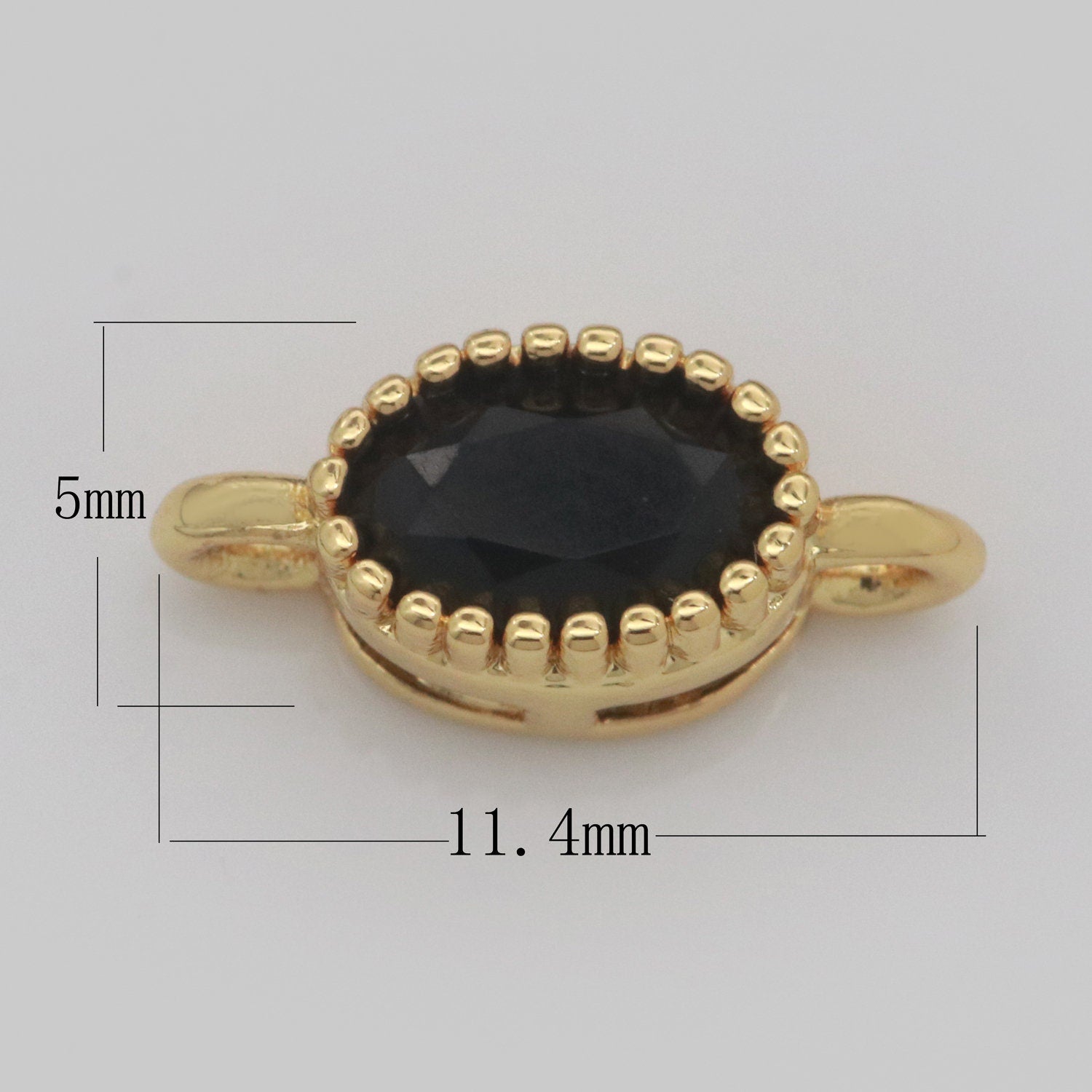 Oval Solitaire CZ Gold Connector Oval Diamond Cut Dainty Cubic Zirconia Connector for Necklace Bracelet Supply Y-322-Y-329