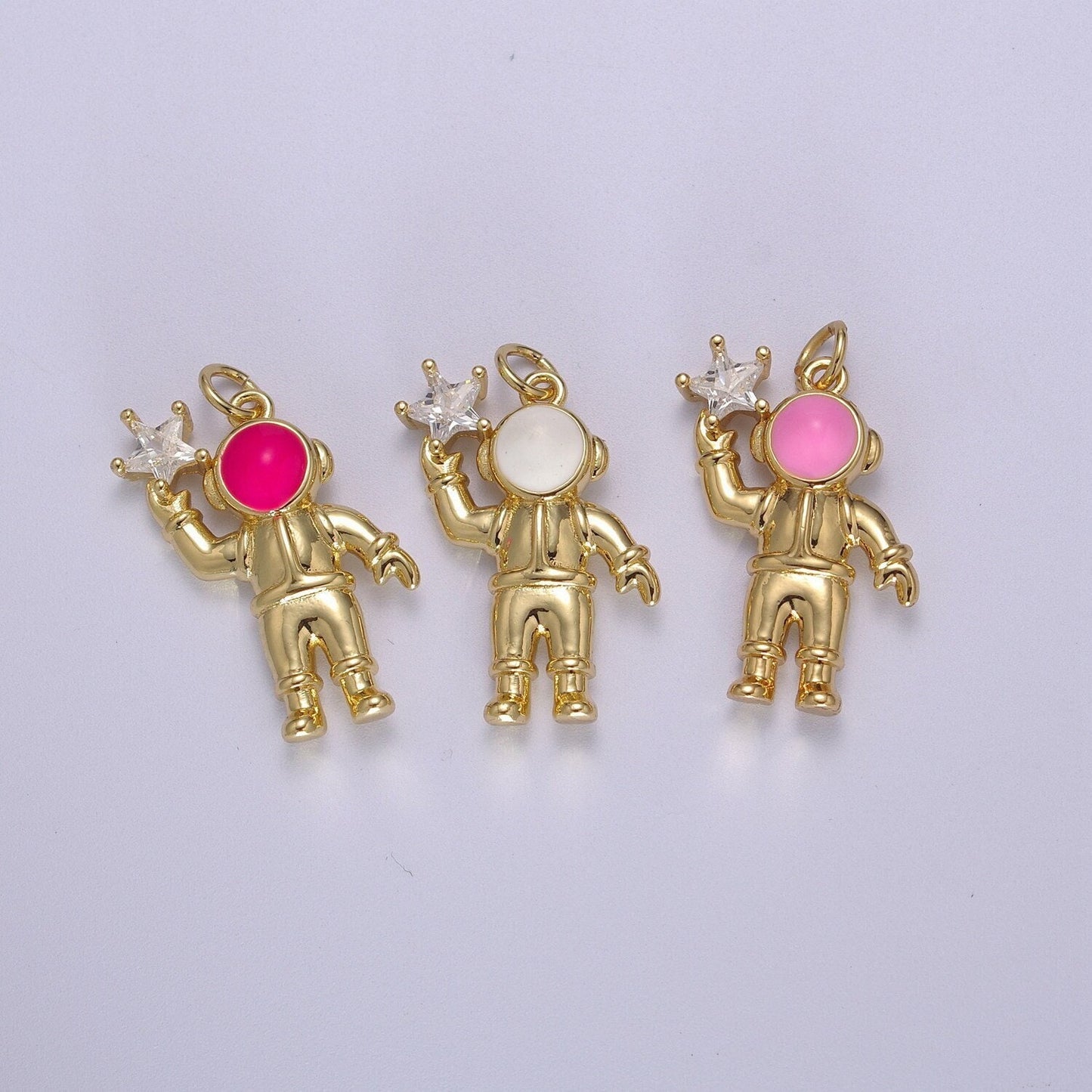 Cute Dainty Astronaut Charm, Enamel Robot Pendant Star Kids Monster Charm for Necklace Earring Bracelet Component Halloween Charm M-828-M830