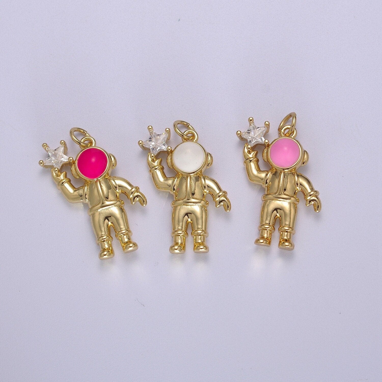 Cute Dainty Astronaut Charm, Enamel Robot Pendant Star Kids Monster Charm for Necklace Earring Bracelet Component Halloween Charm M-828-M830