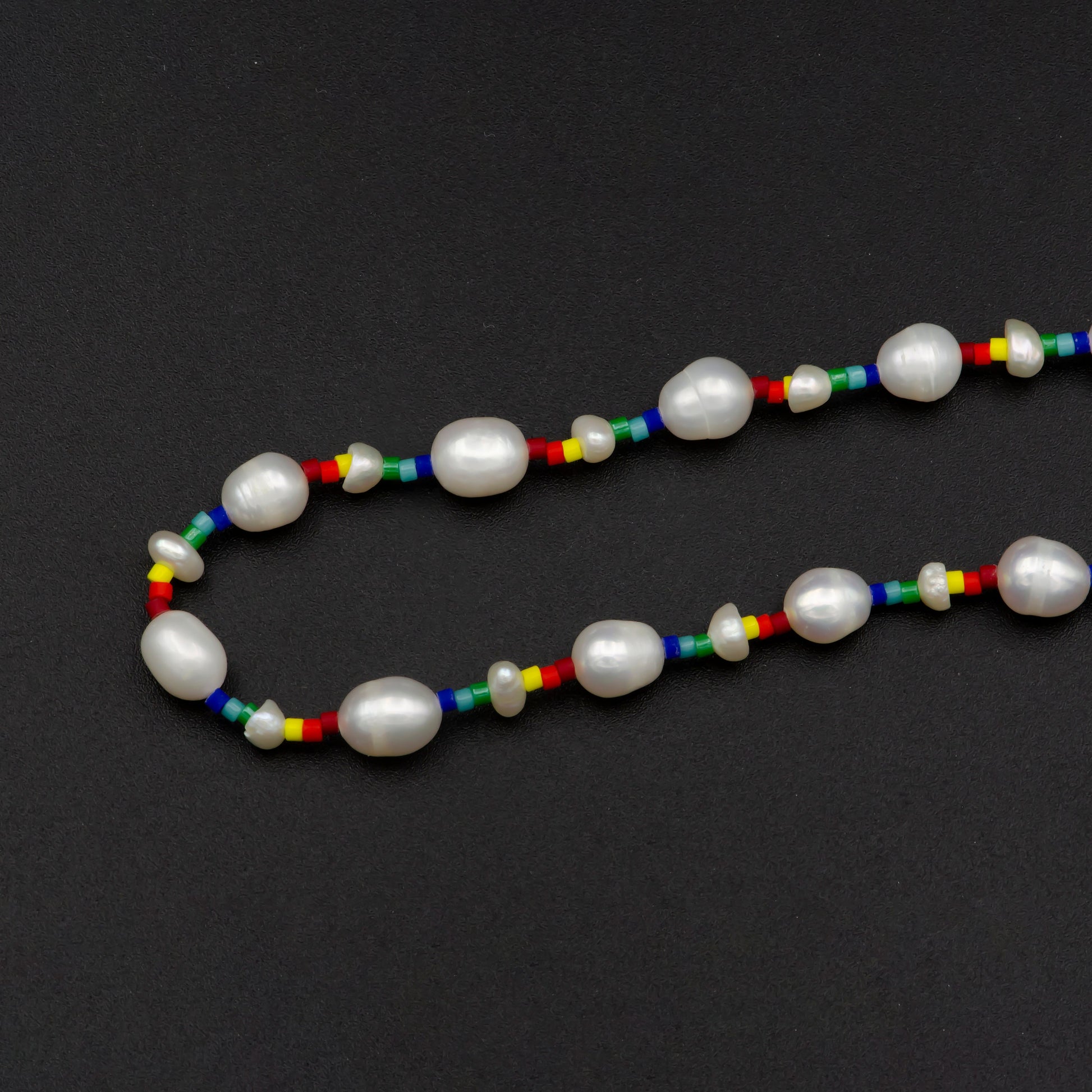 Y2K Rainbow Bead Love Necklace with Fresh Water Pearl Bead Chocker Necklace 16 inch + 2 inch extender Christmas Gift for her, WA-303