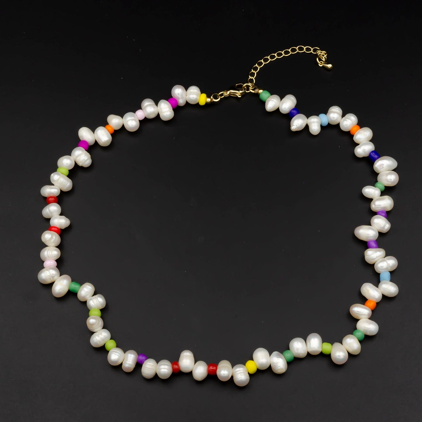 Tiny Freshwater Seed Necklace Rainbow Colorful Pearl Necklace,Beaded Necklace,Dainty Necklace Y2K Jewelry Christmas Gift for teenager,WA-305