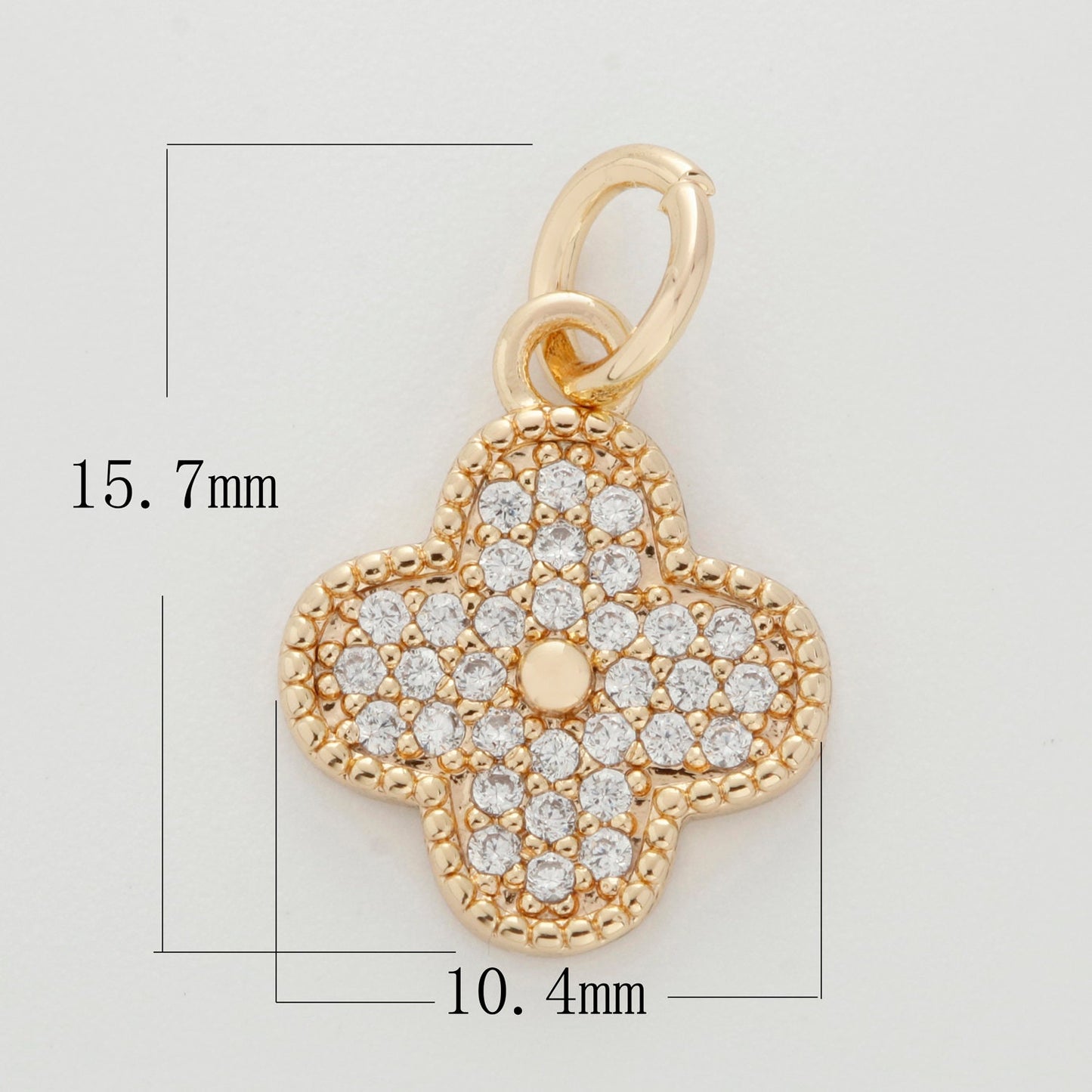 Dainty Clover Pendant Lucky Jewelry Component Add on Charm Micro Pave Shamrock Charm for Necklace Earring Bracelet Supply
