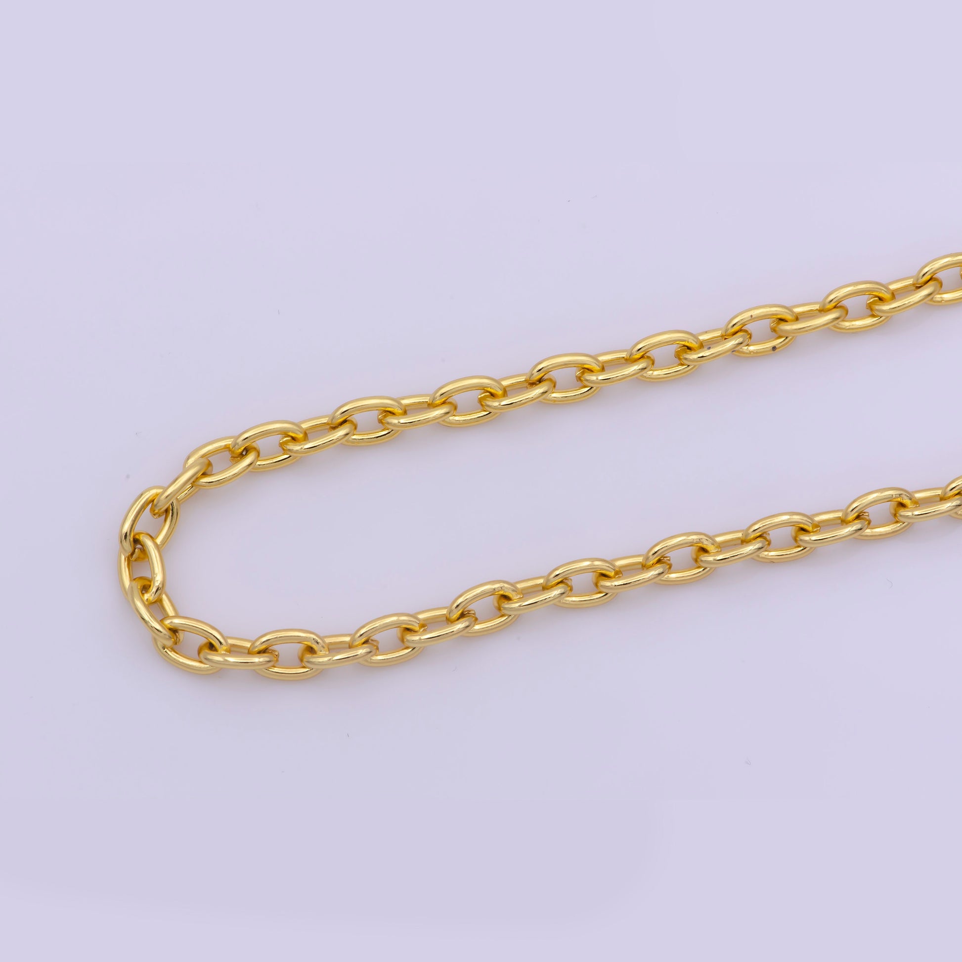 1pc 17.8'' Ready to Use Gold Rolo Necklace Chain, Layering Oval Rolo Chain Dainty Necklace,For Pendant Charm Necklace Making,WA-297