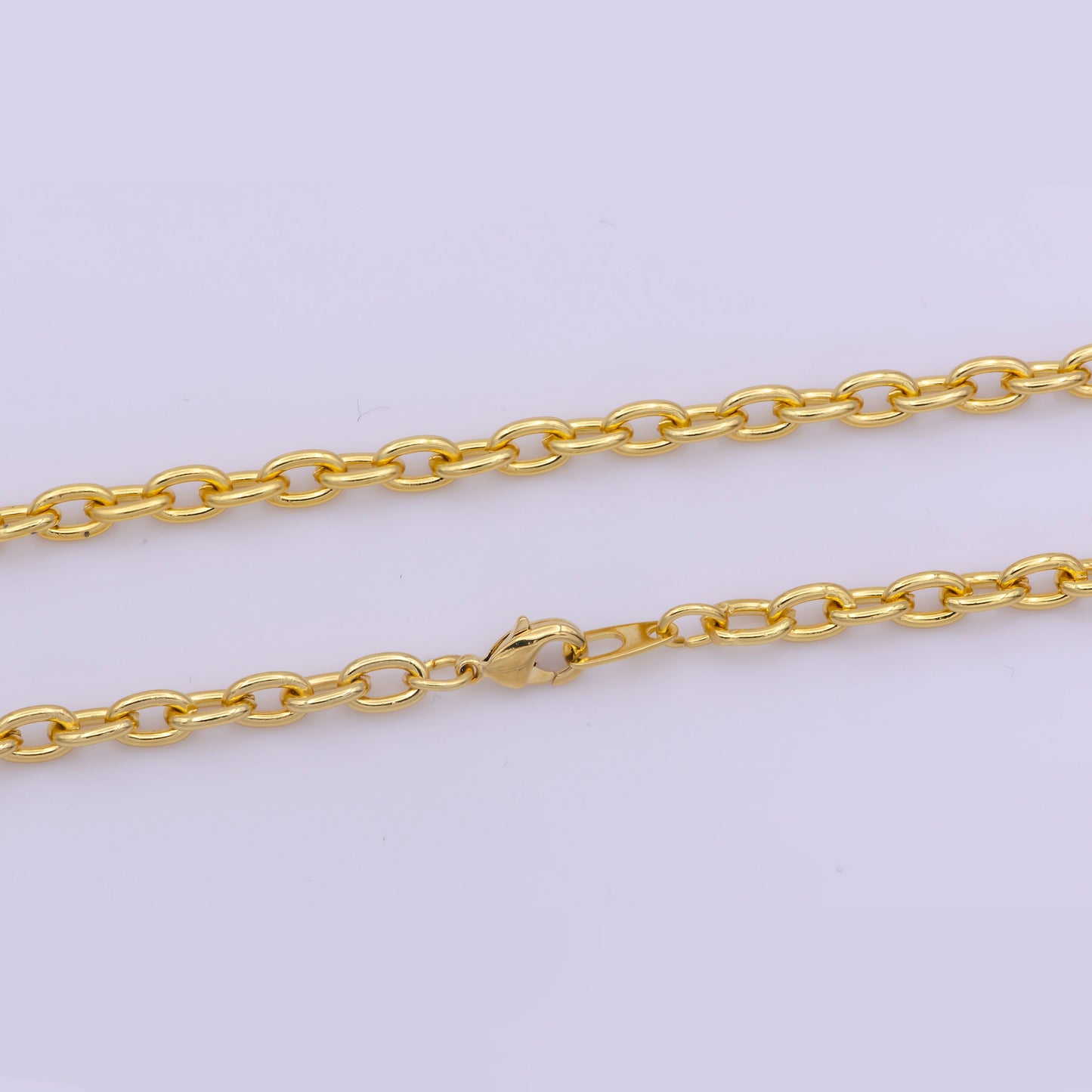 1pc 17.8'' Ready to Use Gold Rolo Necklace Chain, Layering Oval Rolo Chain Dainty Necklace,For Pendant Charm Necklace Making,WA-297