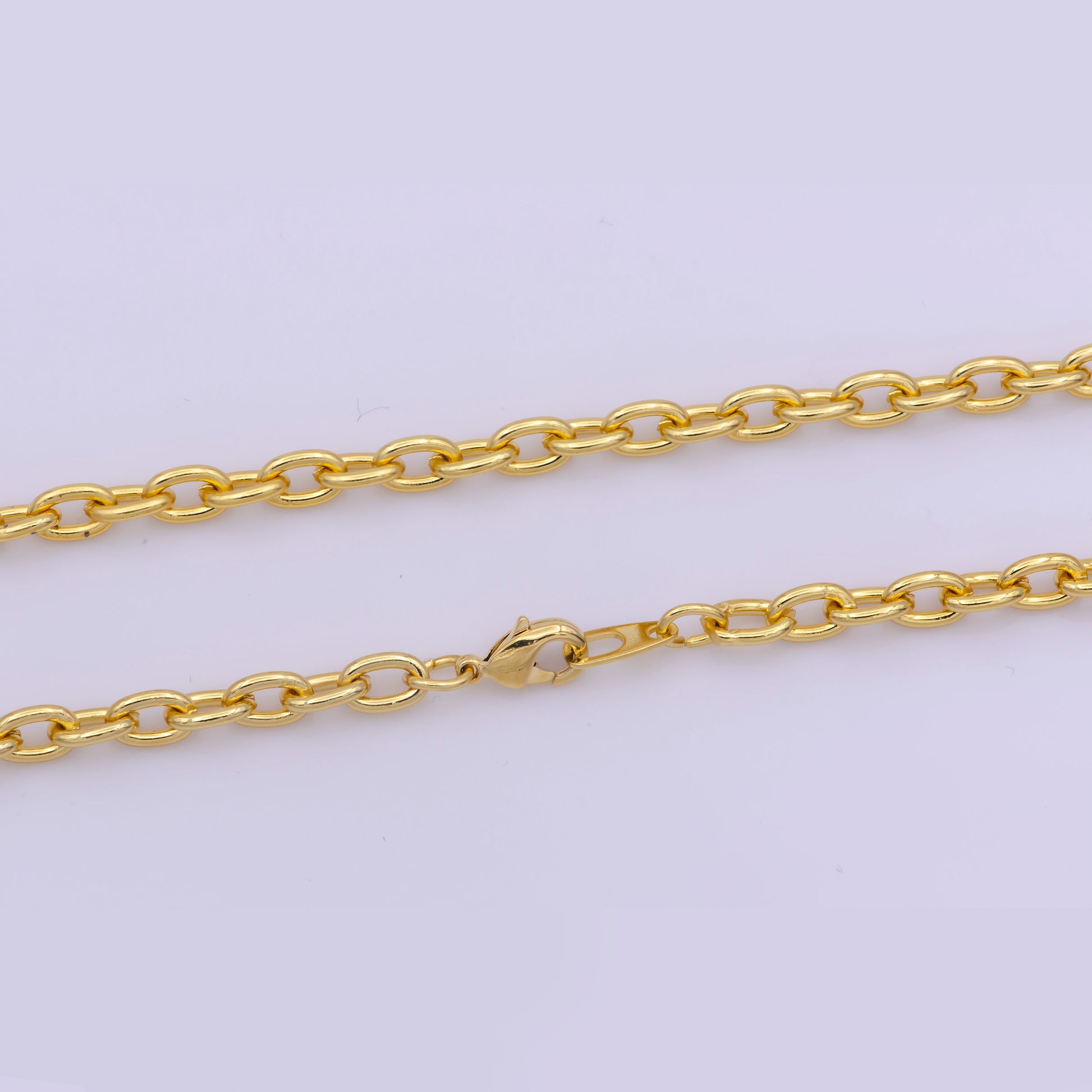 1pc 17.8'' Ready to Use Gold Rolo Necklace Chain, Layering Oval Rolo Chain Dainty Necklace,For Pendant Charm Necklace Making,WA-297