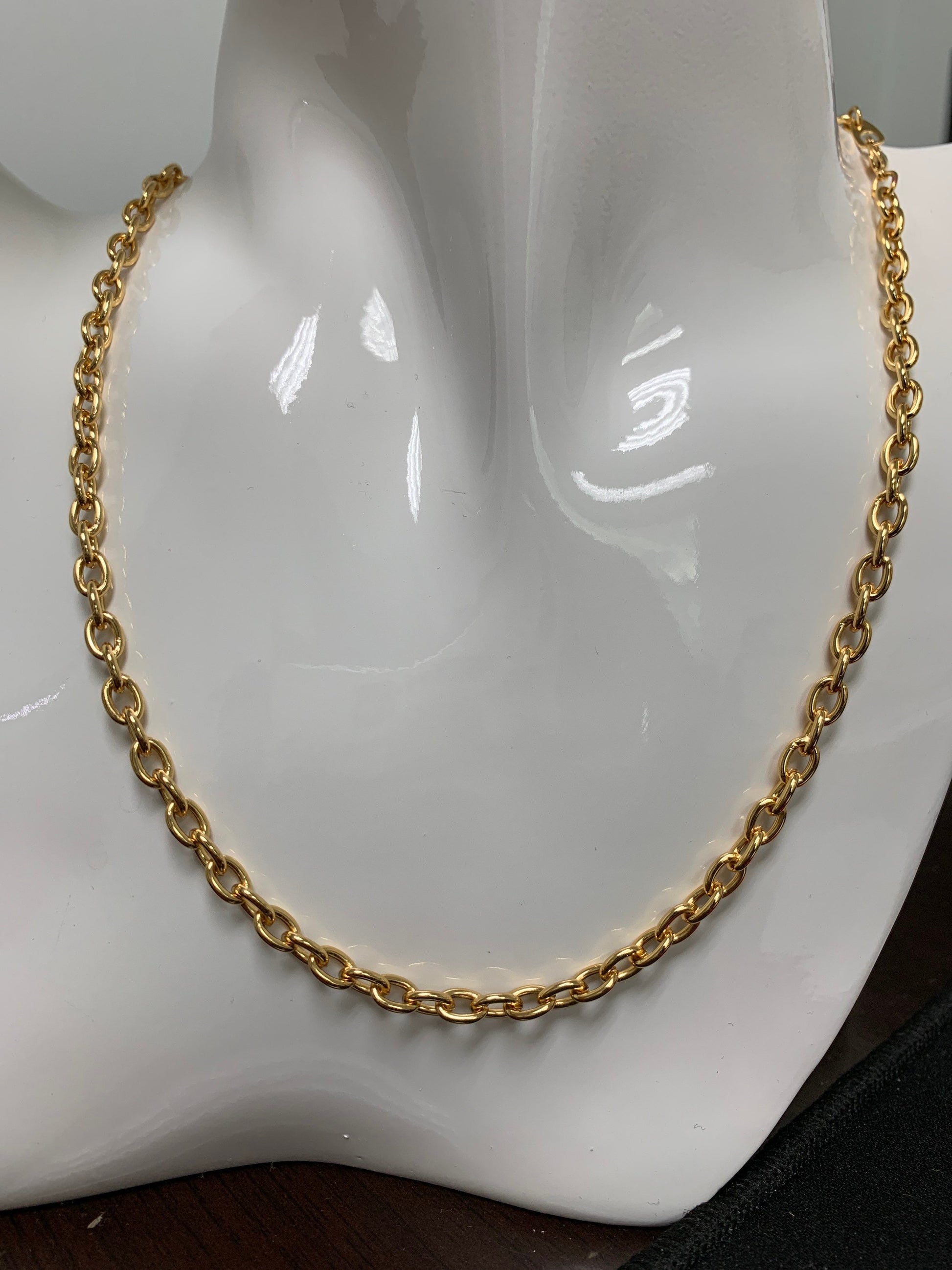 1pc 17.8'' Ready to Use Gold Rolo Necklace Chain, Layering Oval Rolo Chain Dainty Necklace,For Pendant Charm Necklace Making,WA-297