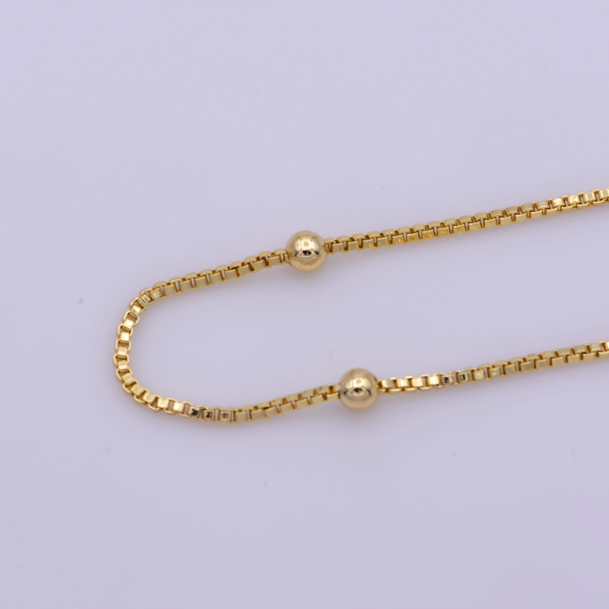 17.7'' Ready to Use Thin Box Necklace Chain, Layering Ball Box Chain Luxe Necklace, For Pendant Charm Necklace, WA 274