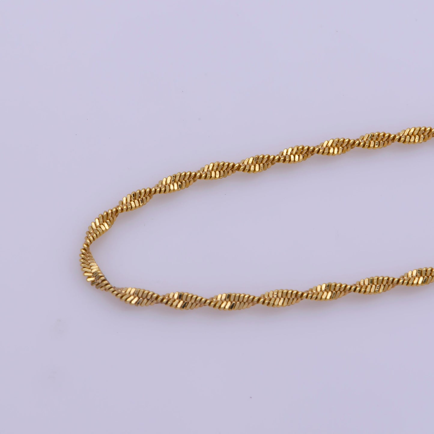 1pc 17.7'' Ready to Use Gold Twisted Necklace Chain, Layering Singapore Chain Dainty Necklace, For Pendant Charm Necklace Making, 367