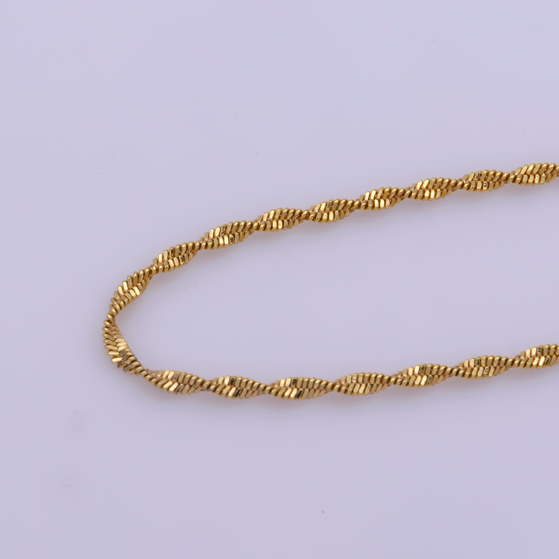 1pc 17.7'' Ready to Use Gold Twisted Necklace Chain, Layering Singapore Chain Dainty Necklace, For Pendant Charm Necklace Making, 367