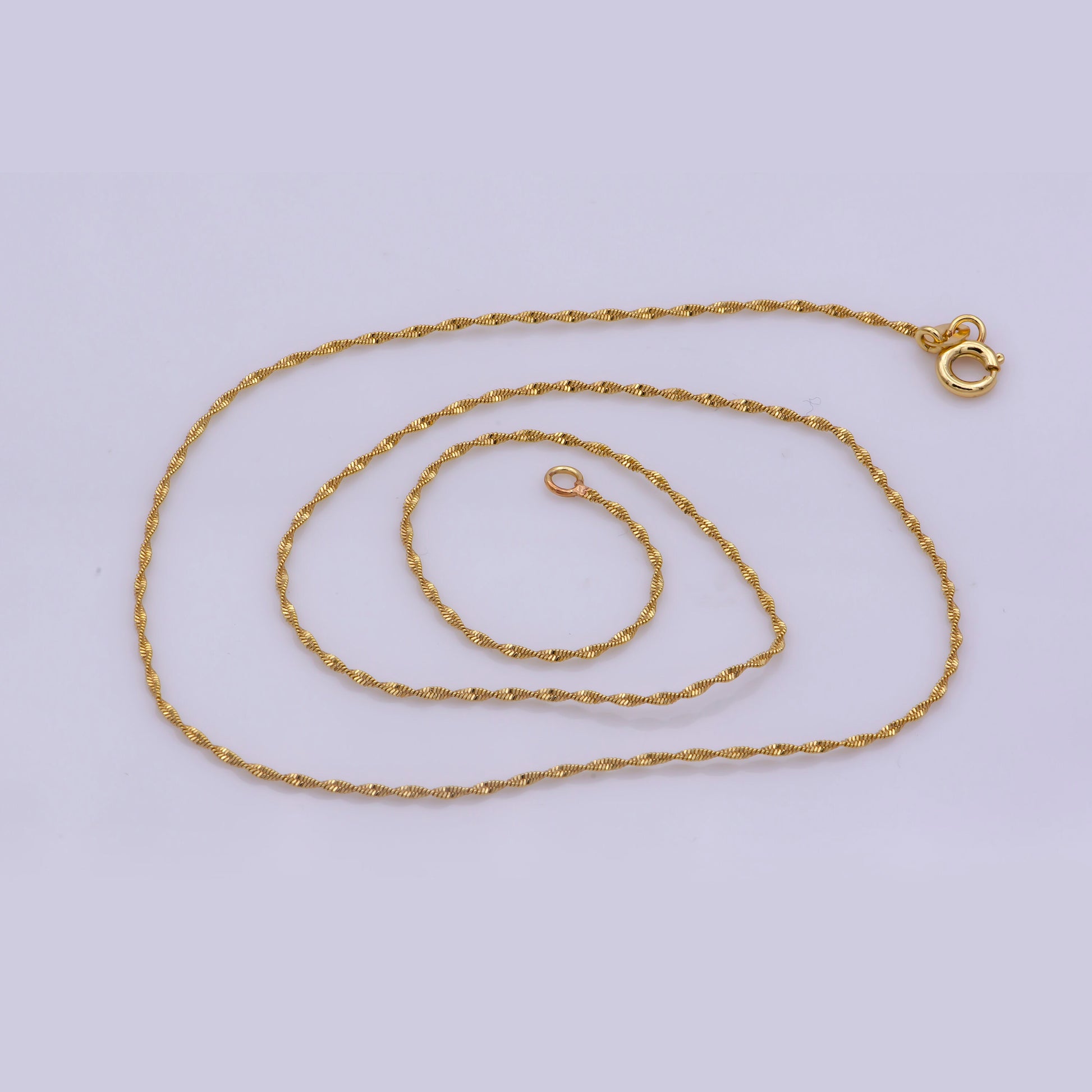 1pc 17.7'' Ready to Use Gold Twisted Necklace Chain, Layering Singapore Chain Dainty Necklace, For Pendant Charm Necklace Making, 367