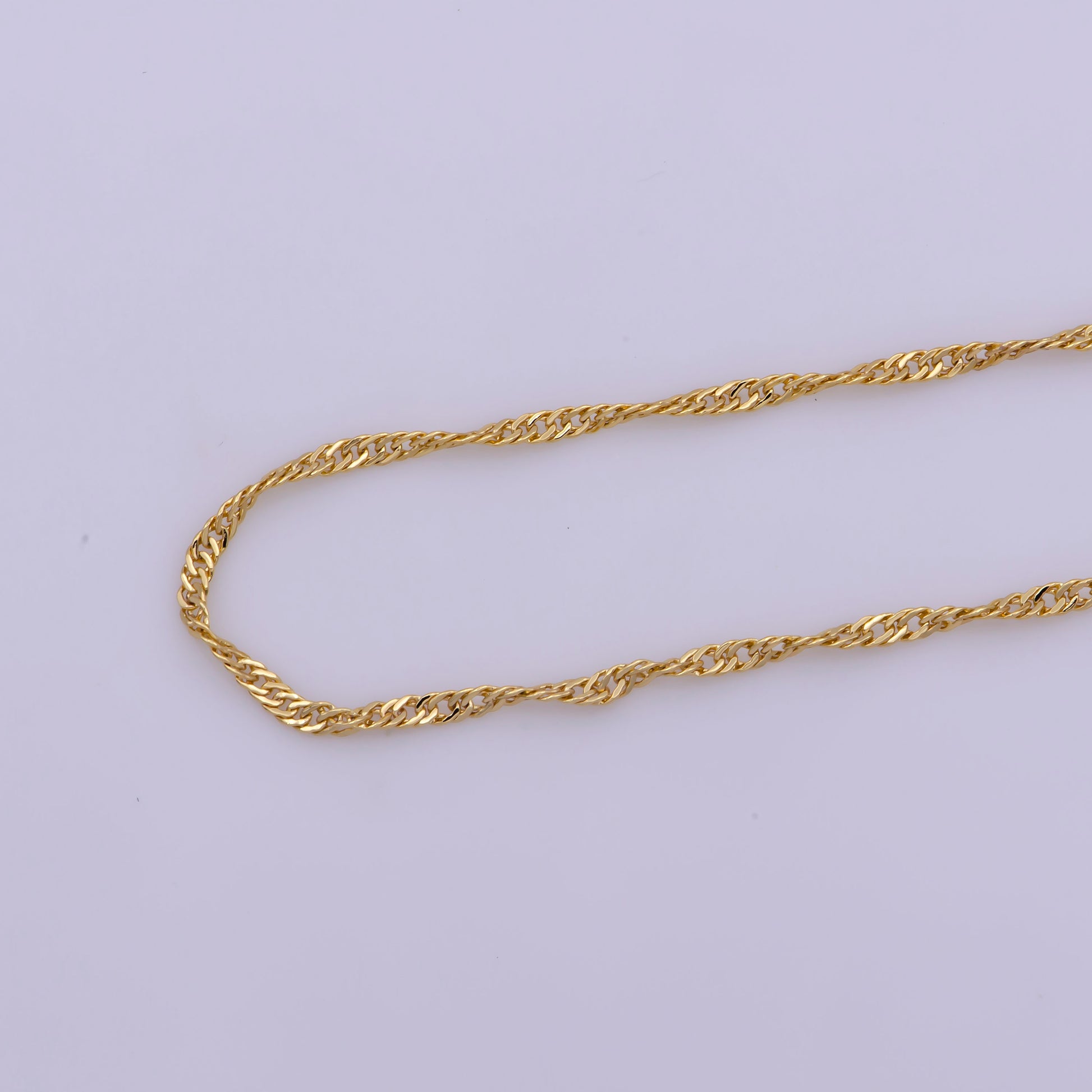 1pc 17.5'' Ready to Use Gold Singapore Necklace Chain,Layering Spiral Chain Dainty Necklace,Perfect for Pendant Necklace, WA-373