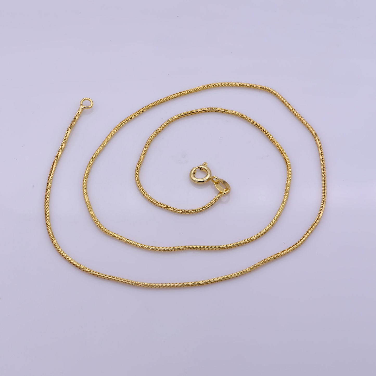 Gold Wheat Chain Necklace 17.7 inch 1.2mm Thickness Delicate Gold Chain Jewelry Making Ready To Wear Chain For Woman,WA-375