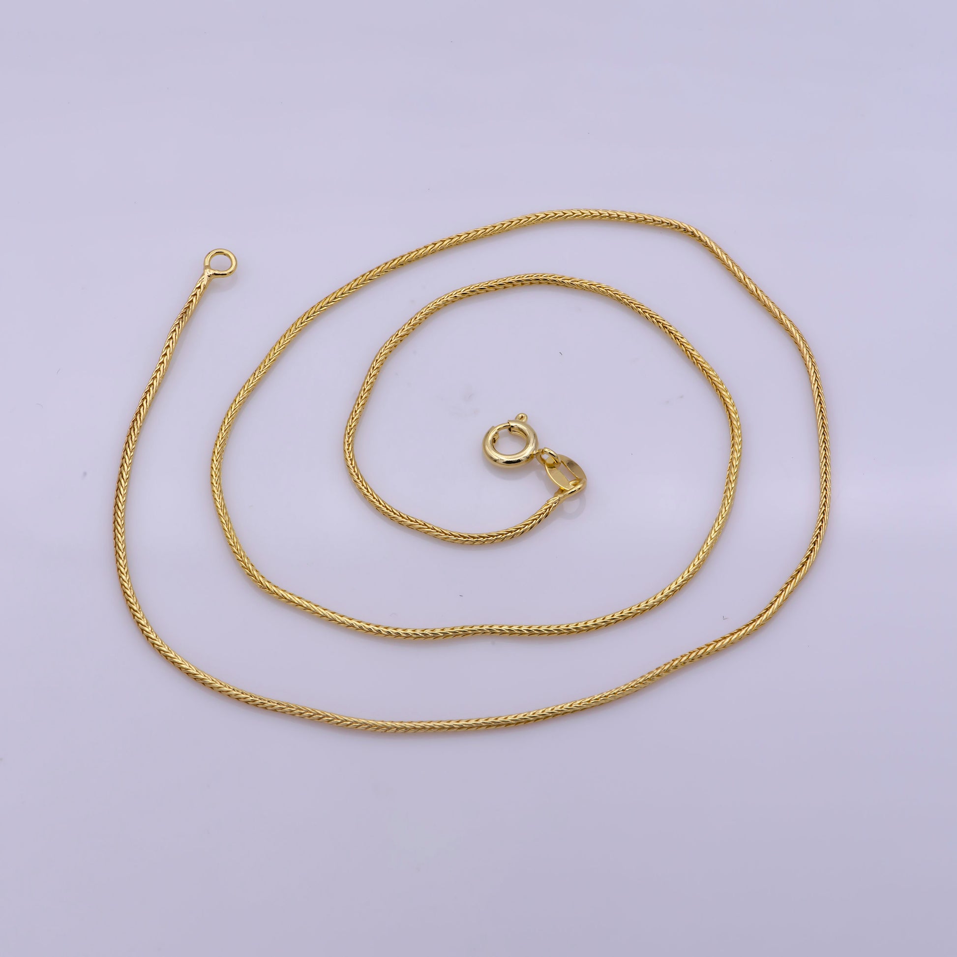 Gold Wheat Chain Necklace 17.7 inch 1.2mm Thickness Delicate Gold Chain Jewelry Making Ready To Wear Chain For Woman,WA-375