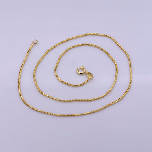 Gold Wheat Chain Necklace 17.7 inch 1.2mm Thickness Delicate Gold Chain Jewelry Making Ready To Wear Chain For Woman,WA-375