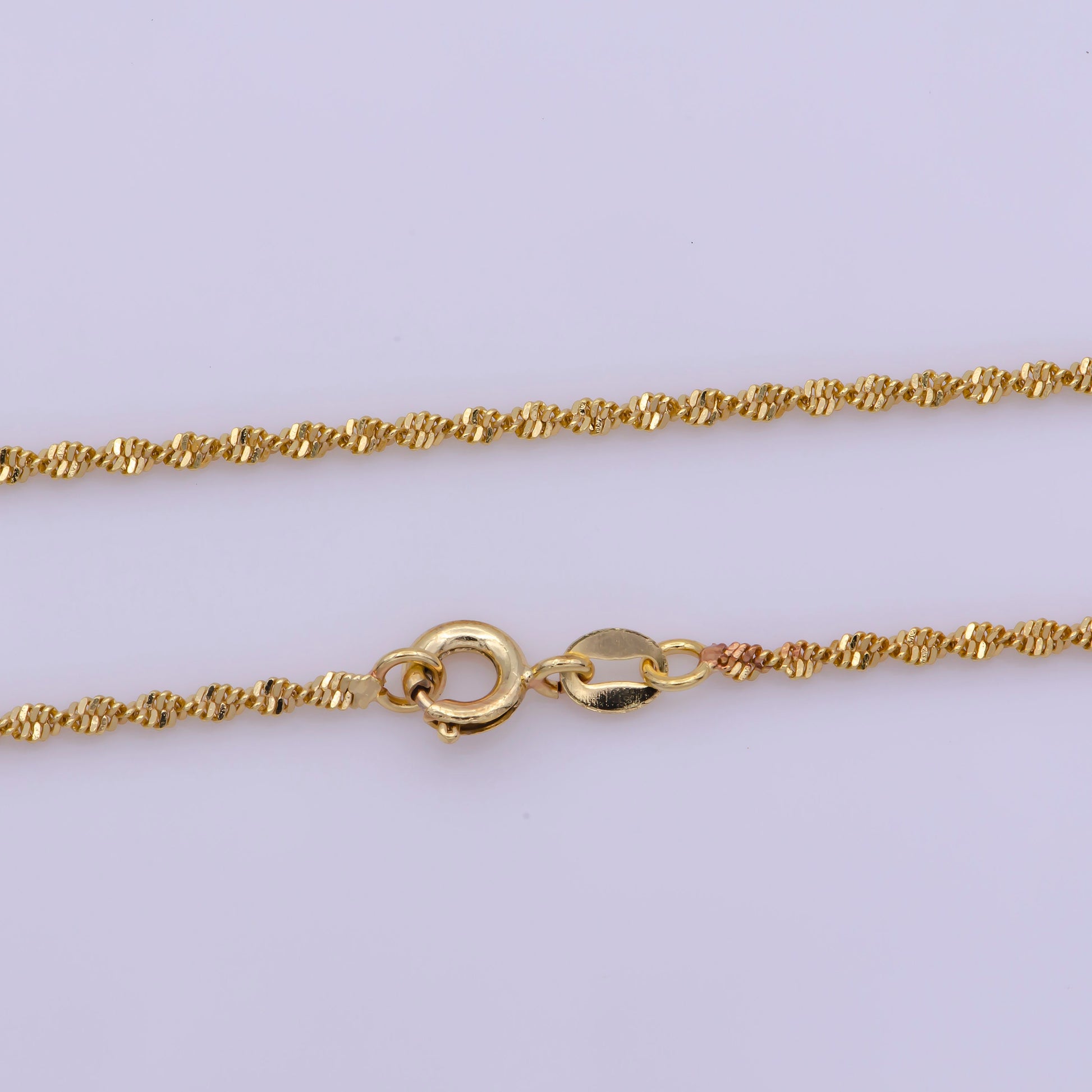 1pc 17.7'' Ready to Use Gold Twisted Necklace Chain, Layering Singapore Chain Dainty Necklace, For Pendant Charm Necklace Making, wa-384