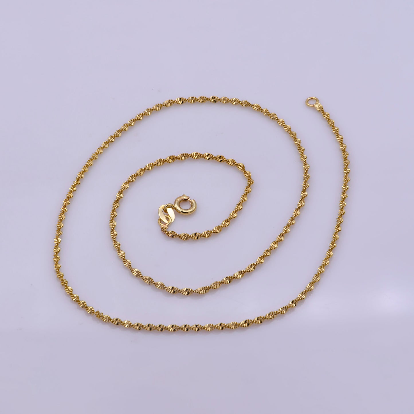 1pc 17.7'' Ready to Use Gold Twisted Necklace Chain, Layering Singapore Chain Dainty Necklace, For Pendant Charm Necklace Making, wa-384