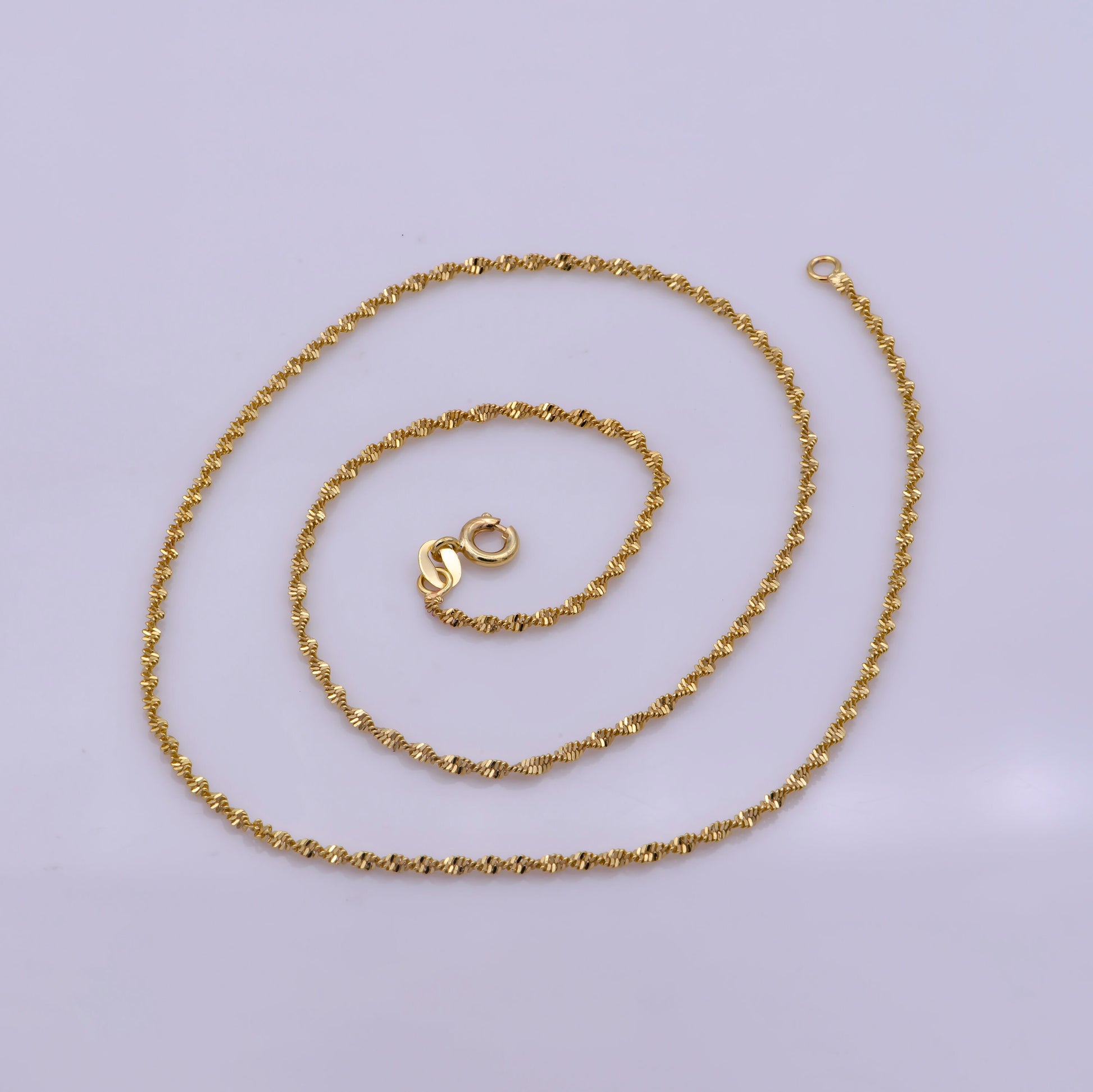1pc 17.7'' Ready to Use Gold Twisted Necklace Chain, Layering Singapore Chain Dainty Necklace, For Pendant Charm Necklace Making, wa-384