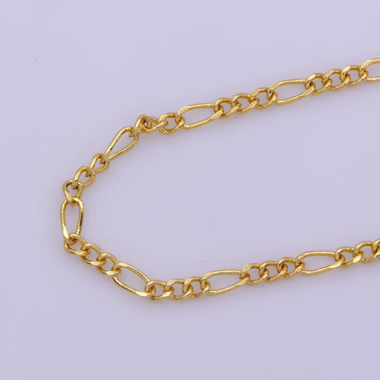 1pc 17.7'' Ready to Use Fancy Gold Figaro Necklace Chain,Layering Figaro Chain Dainty Necklace,Perfect for Pendant CharmNecklace WA-387