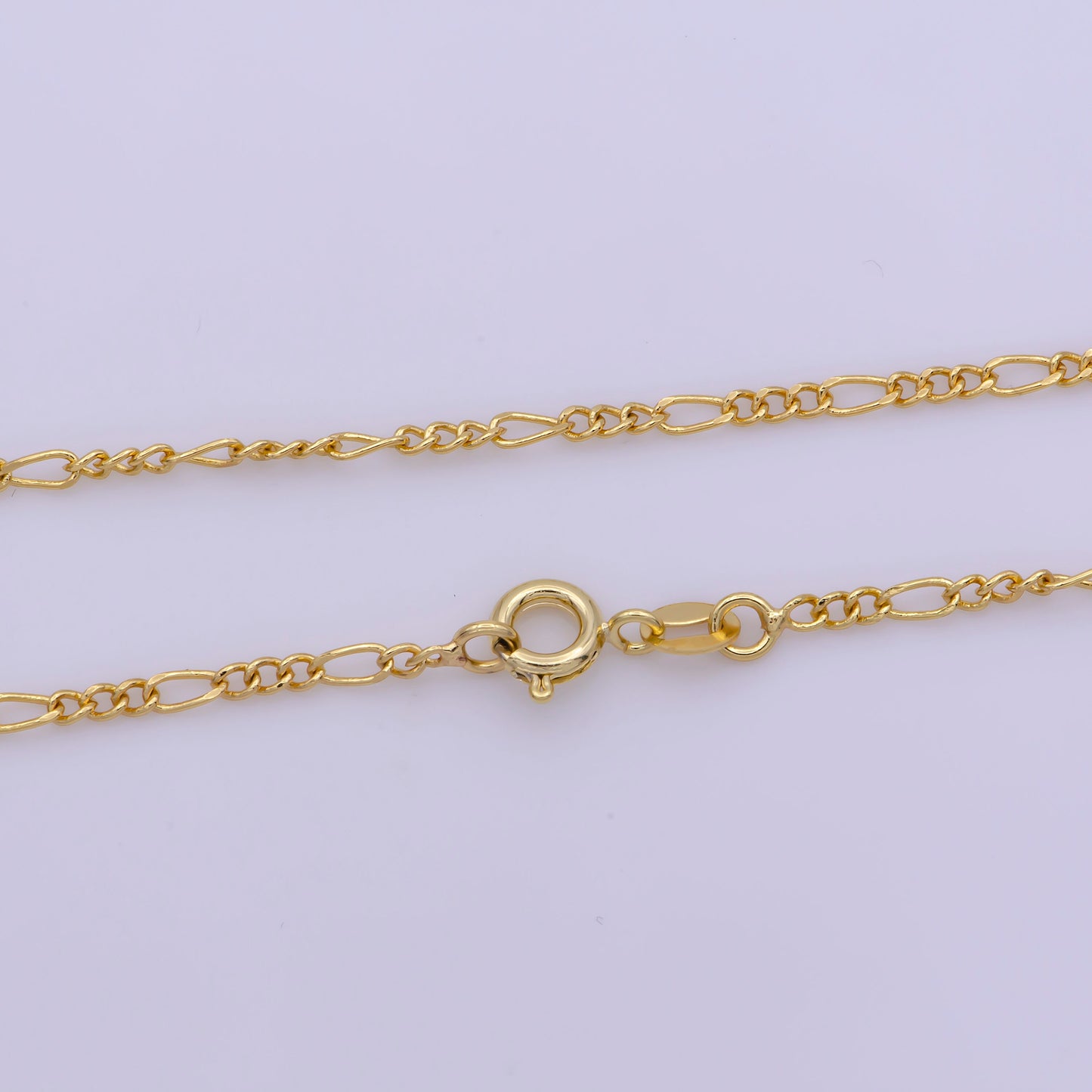 1pc 17.7'' Ready to Use Fancy Gold Figaro Necklace Chain,Layering Figaro Chain Dainty Necklace,Perfect for Pendant CharmNecklace WA-387