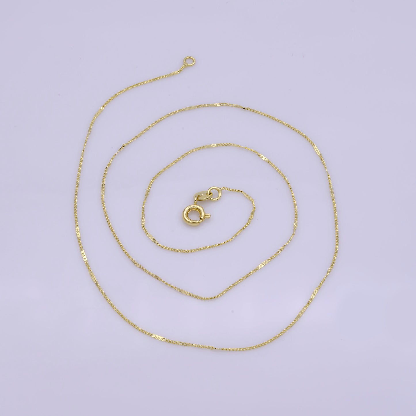 1pc 17.5", 0.6mm Dainty Gold Cuban Curb Necklace Chain,Chiseled Curb ChainTwisted Necklace, For Pendant Charm Necklace, WA-394