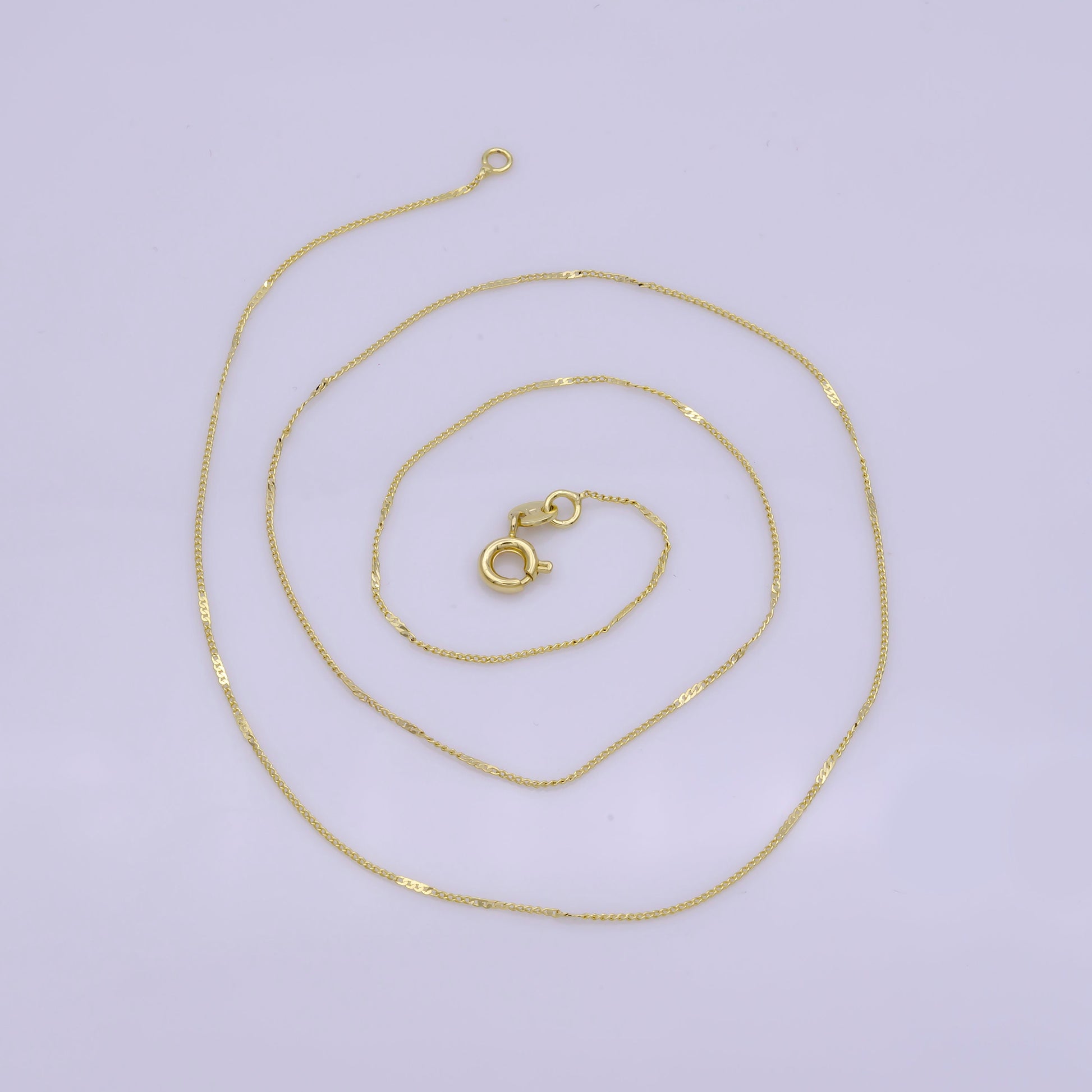 1pc 17.5", 0.6mm Dainty Gold Cuban Curb Necklace Chain,Chiseled Curb ChainTwisted Necklace, For Pendant Charm Necklace, WA-394