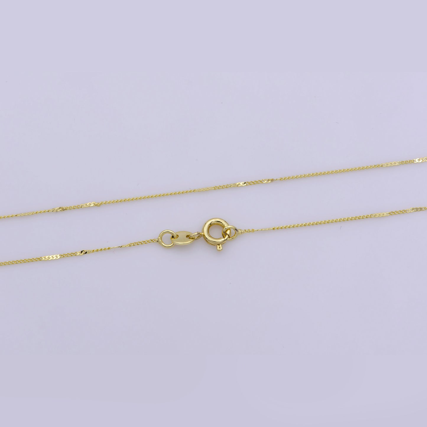 1pc 17.5", 0.6mm Dainty Gold Cuban Curb Necklace Chain,Chiseled Curb ChainTwisted Necklace, For Pendant Charm Necklace, WA-394