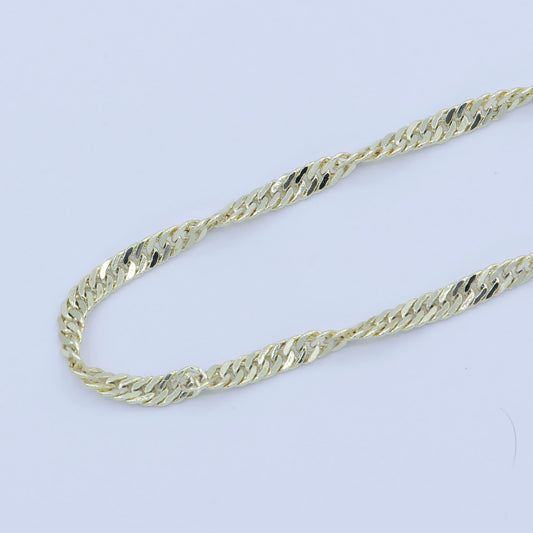 1pc 17.7'' Ready to Use Gold Singapore Necklace Chain, Layering Spiral Chain Dainty Necklace, Perfect for Pendant Necklace, WA-228