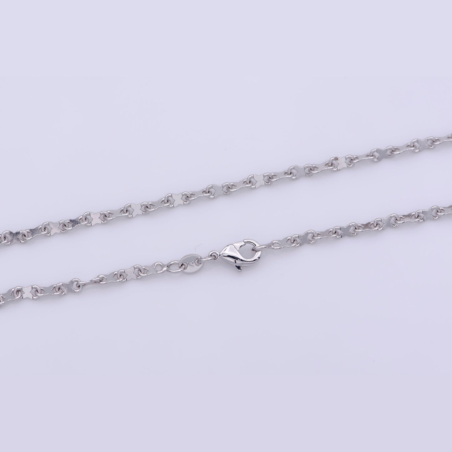 1pc 19.9'' Ready to Use White Gold Figure 8 Necklace Chain, Layer Figure 8 Chain Dainty Necklace, For Pendant Charm Necklace, WA 238