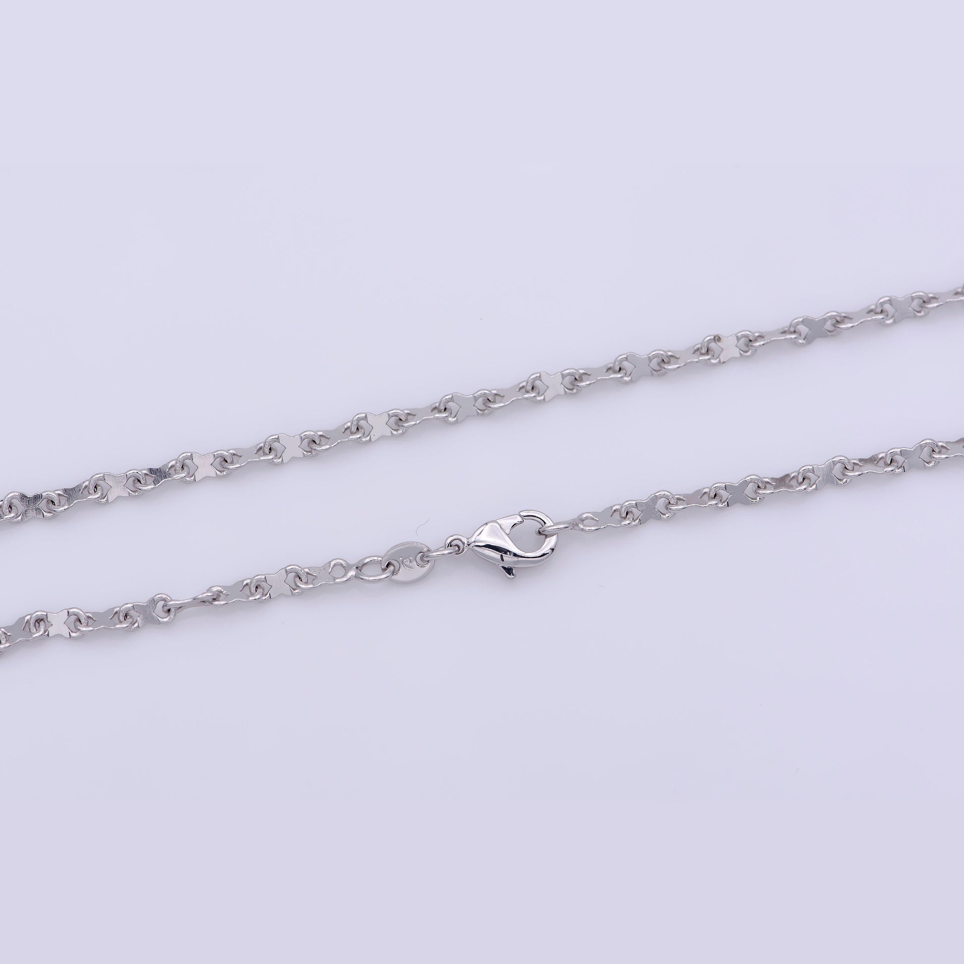 1pc 19.9'' Ready to Use White Gold Figure 8 Necklace Chain, Layer Figure 8 Chain Dainty Necklace, For Pendant Charm Necklace, WA 238