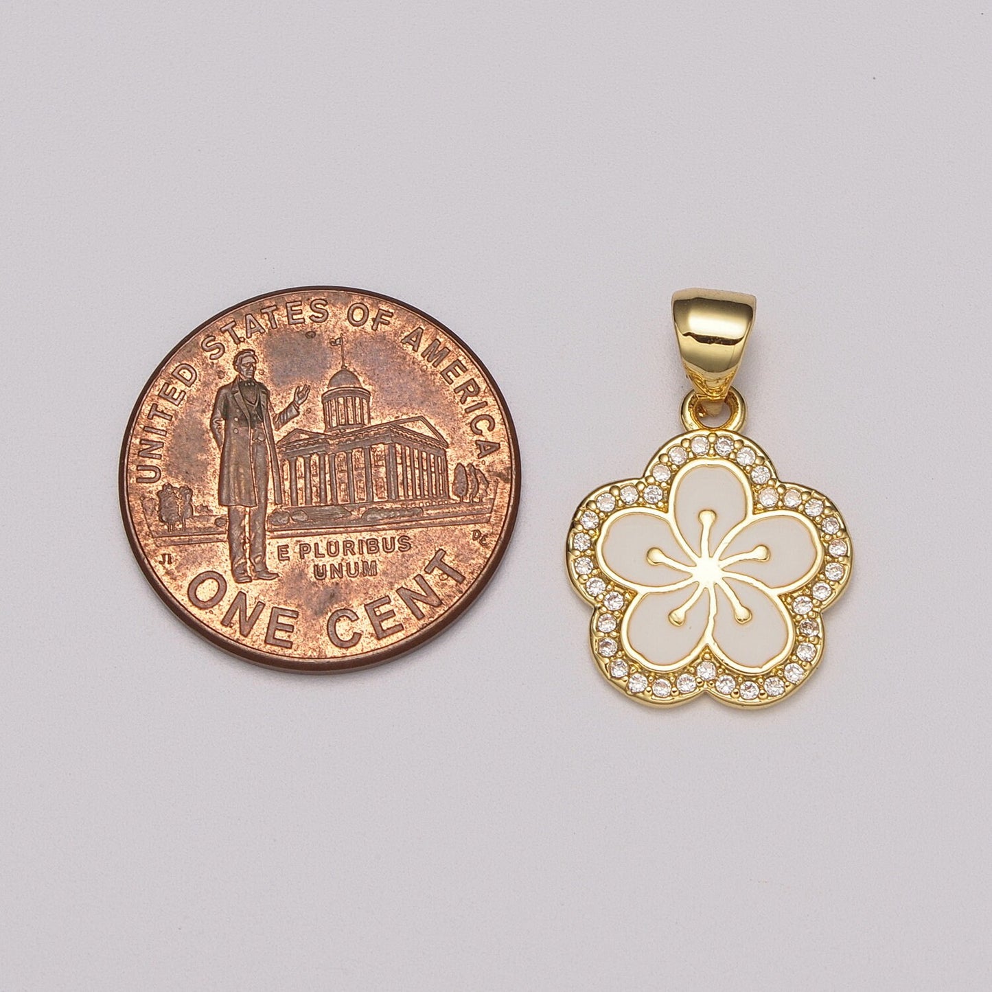 Dainty Micro Pave Hibiscus Charm Tropical Flower Gold Filled Enamel Hawaiian Inspired Jewelry Pendant for Necklace Bracelet Earring ,N-1416