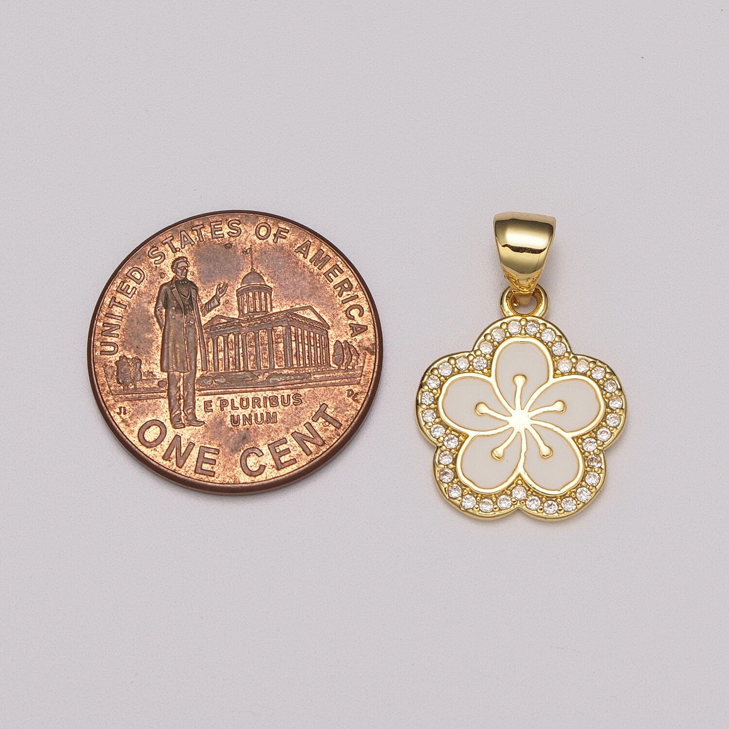 Dainty Micro Pave Hibiscus Charm Tropical Flower Gold Filled Enamel Hawaiian Inspired Jewelry Pendant for Necklace Bracelet Earring ,N-1416