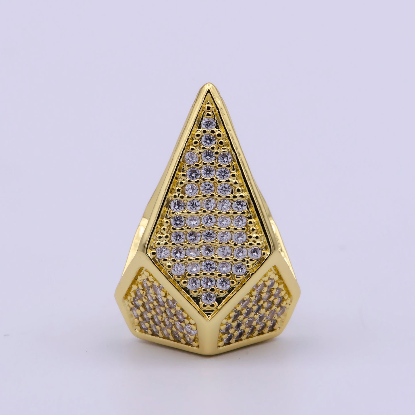 Micro-Pave 3D Diamond Pendant, CZ Diamond Shape Necklace, Contour Charm, DIY Jewelry Making Accessories 21.3x14.5mm