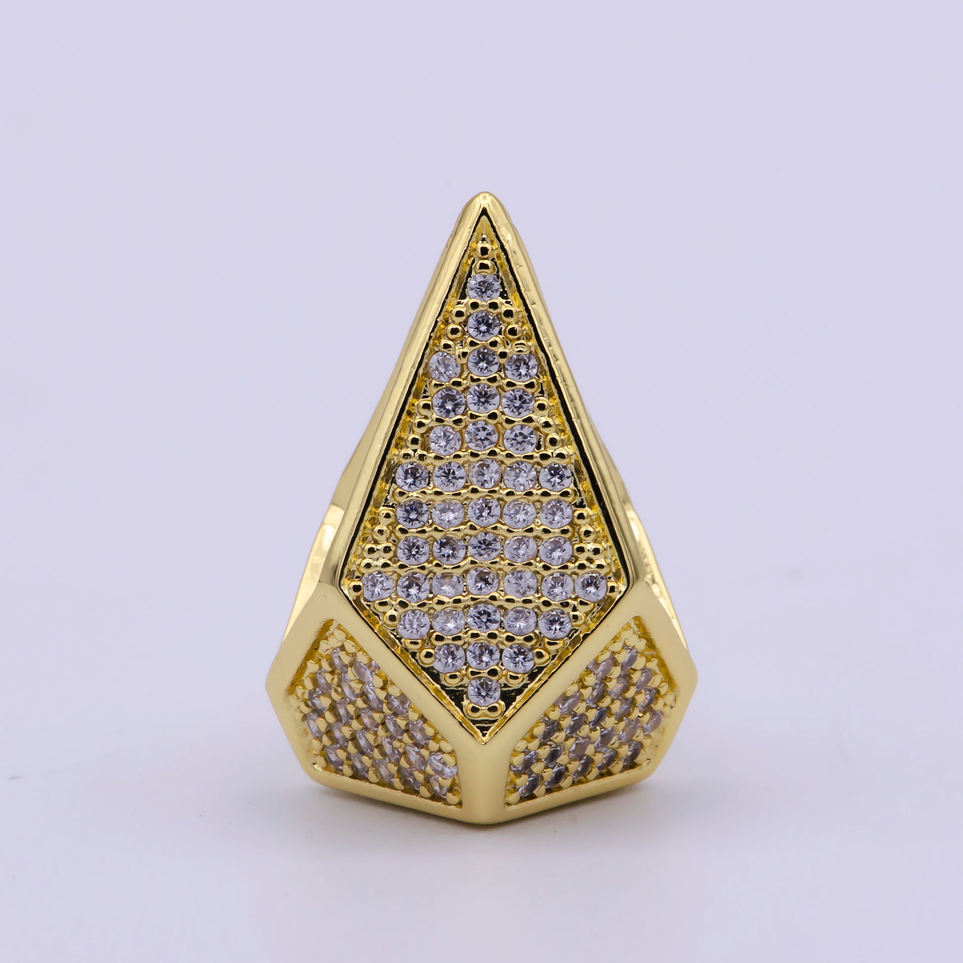 Micro-Pave 3D Diamond Pendant, CZ Diamond Shape Necklace, Contour Charm, DIY Jewelry Making Accessories 21.3x14.5mm
