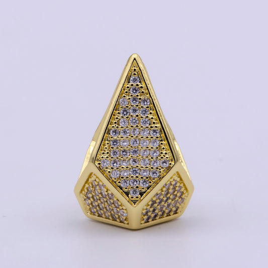 Micro-Pave 3D Diamond Pendant, CZ Diamond Shape Necklace, Contour Charm, DIY Jewelry Making Accessories 21.3x14.5mm