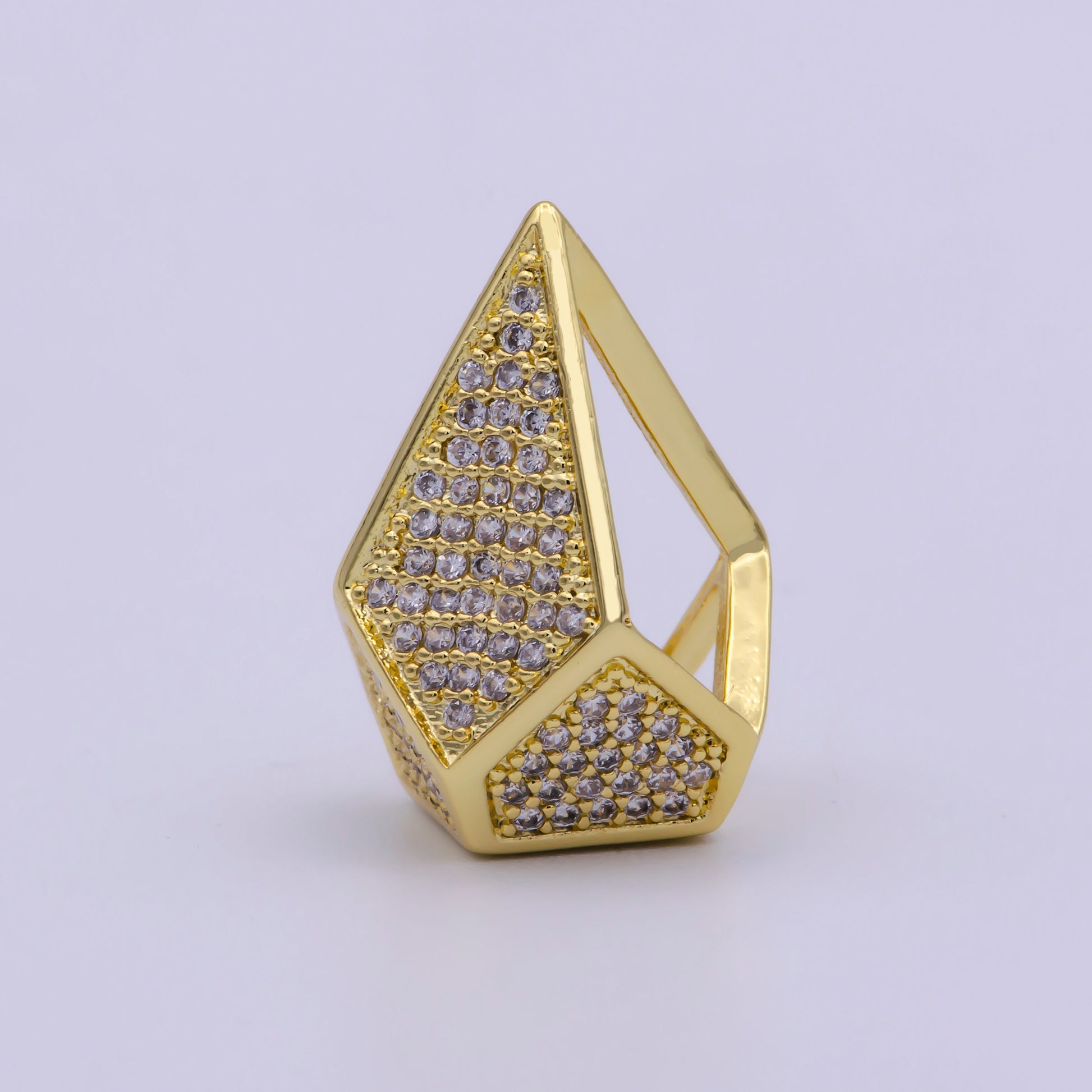 Micro-Pave 3D Diamond Pendant, CZ Diamond Shape Necklace, Contour Charm, DIY Jewelry Making Accessories 21.3x14.5mm