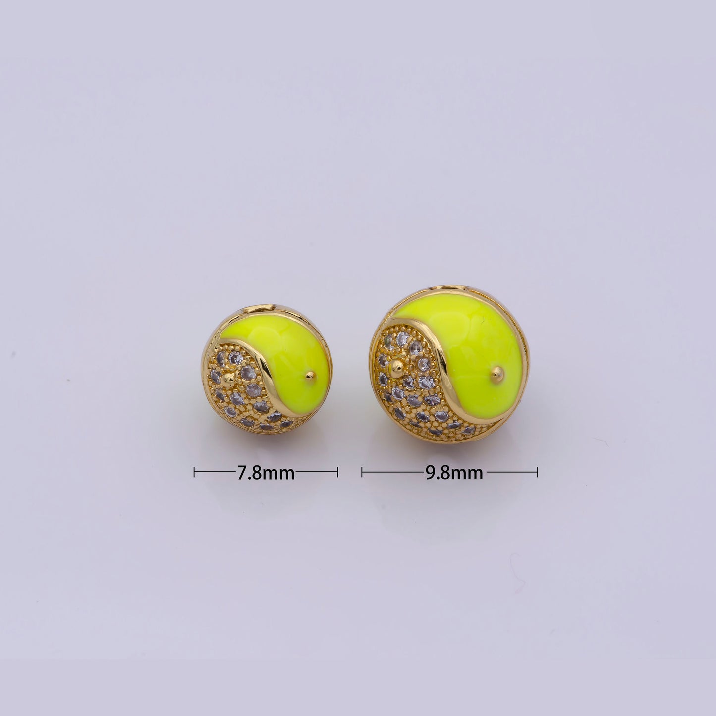 1x Colorful Enamel 8mm or 10mm Rondelle Yin Yang Spacer Bead Yin and Yang Beads Charms, Cubic Zirconia Jewelry for Bracelet Making B-648