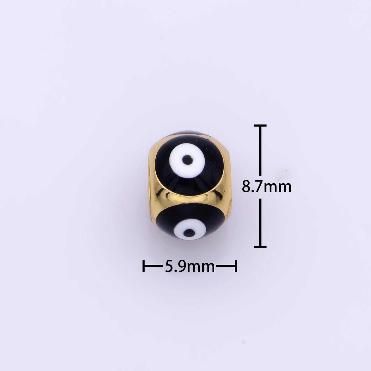 Shiny Gold Filled Evil Eye Beads, Blue White Enamel Evil Eye Spacer Bead Charm Connector for Bracelet B-665