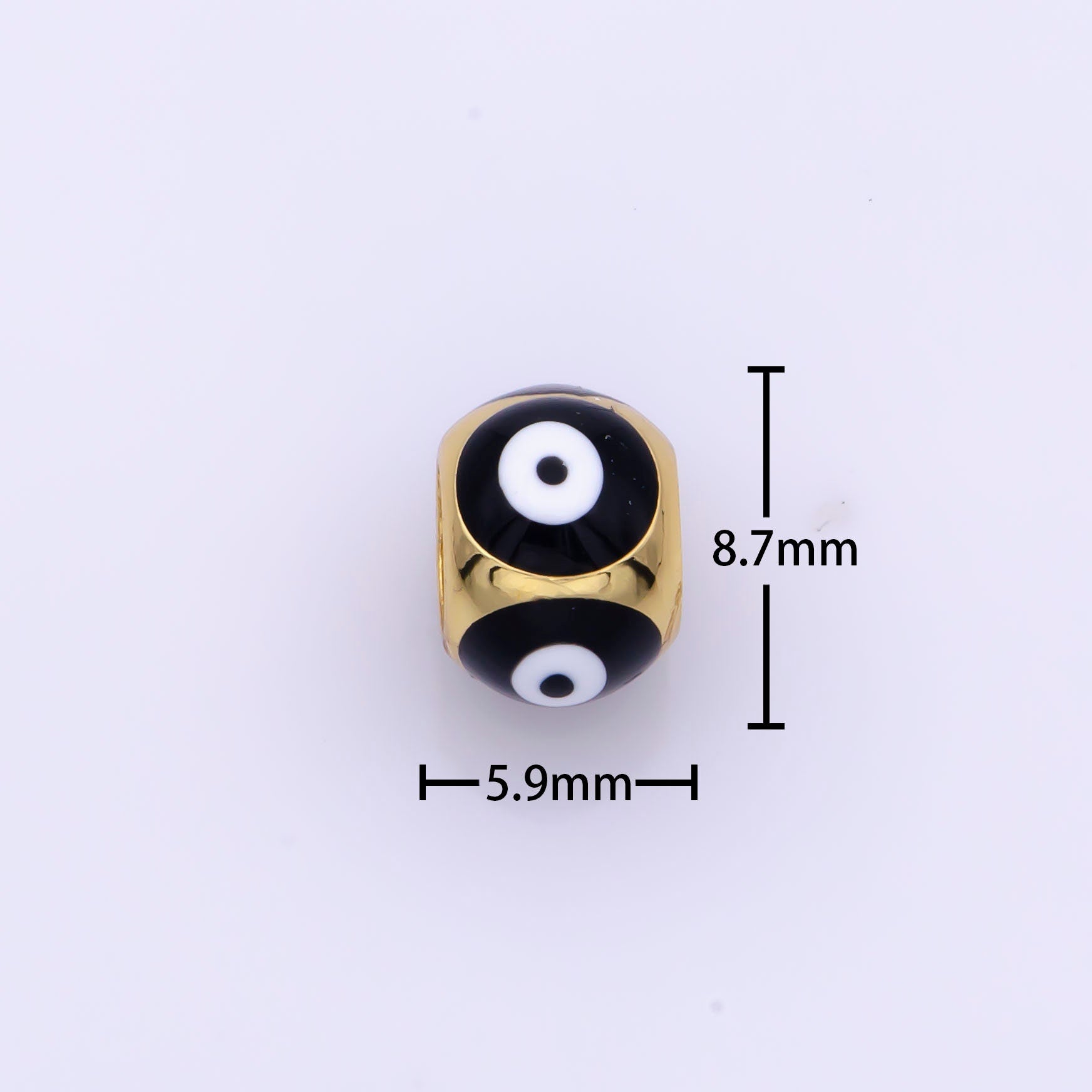 Shiny Gold Filled Evil Eye Beads, Blue White Enamel Evil Eye Spacer Bead Charm Connector for Bracelet B-665