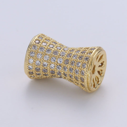 1pc Rondelle Spacer Beads 14K Gold Filled Cylinder Shape Beads Cubic Zirconia CZ Micro Pave for Jewelry Making Bracelets Necklaces B-680