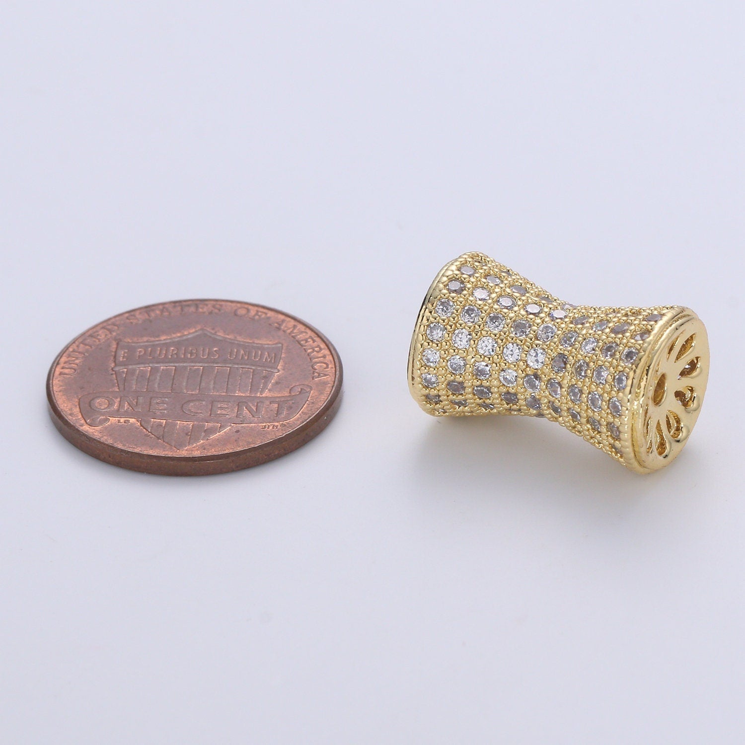 1pc Rondelle Spacer Beads 14K Gold Filled Cylinder Shape Beads Cubic Zirconia CZ Micro Pave for Jewelry Making Bracelets Necklaces B-680
