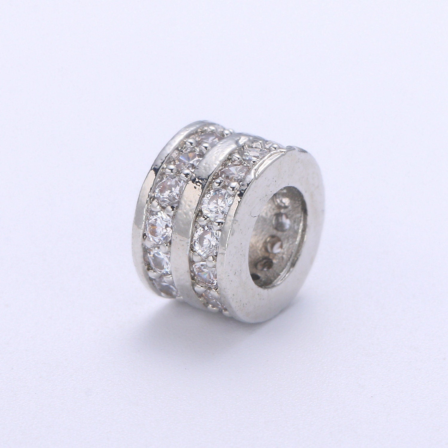 Micro Pave Round Beads - 8.6 mm Dainty Circle Charm Beautiful Infinity Gold Star Beads for Bracelet Earring Supply B-688