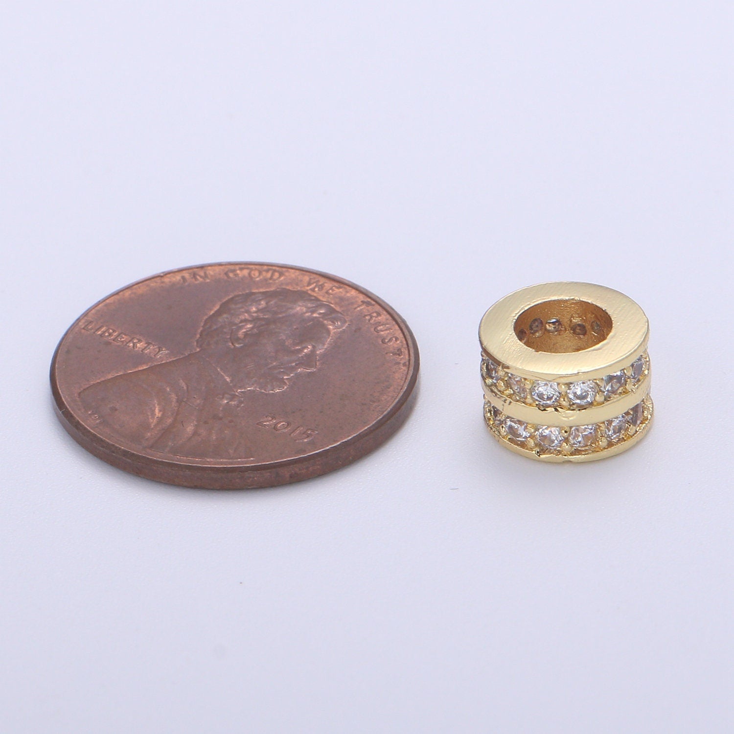 Micro Pave Round Beads - 8.6 mm Dainty Circle Charm Beautiful Infinity Gold Star Beads for Bracelet Earring Supply B-688