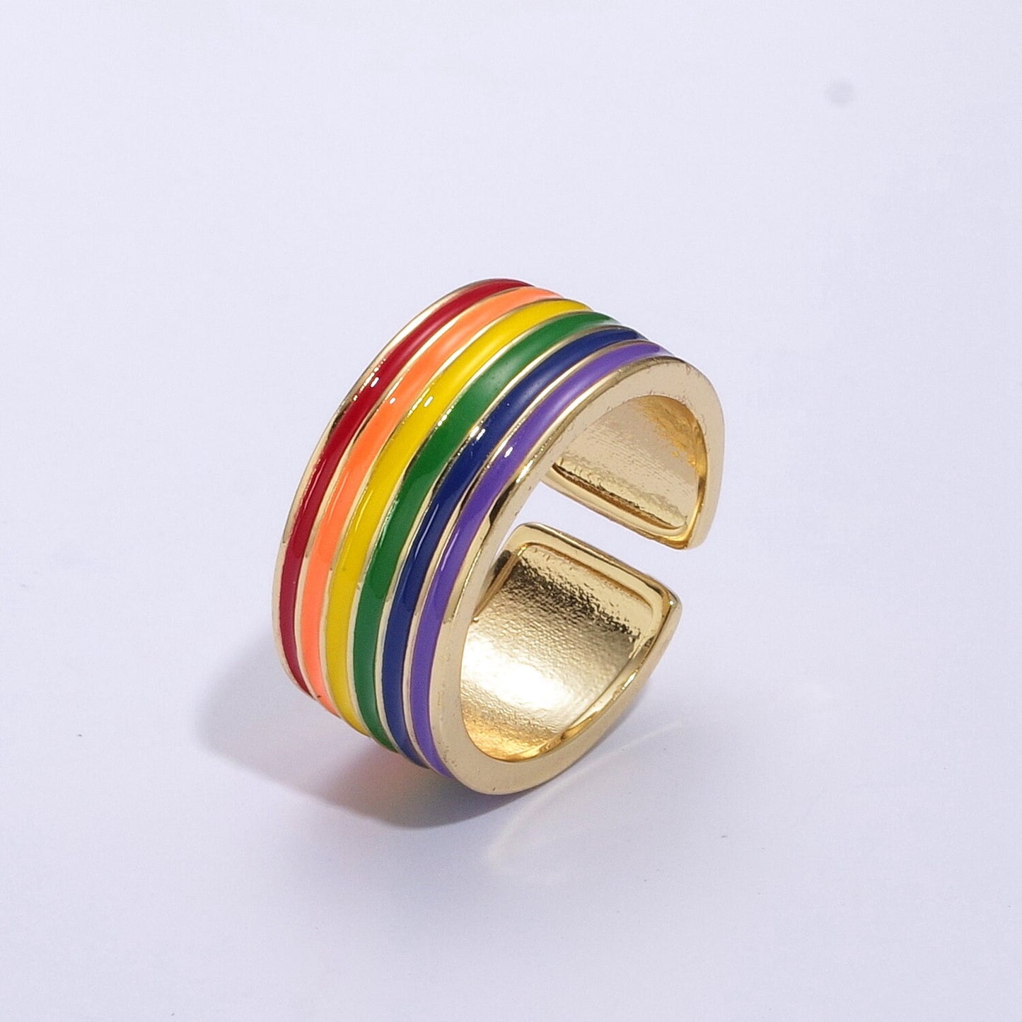 Rainbow LGBTQ Pride Ring for Men Women 24k gold Filled Rainbow Band Ring for Trans Gay Lesbian Pan Nonbinary Bisexual Genderfluid