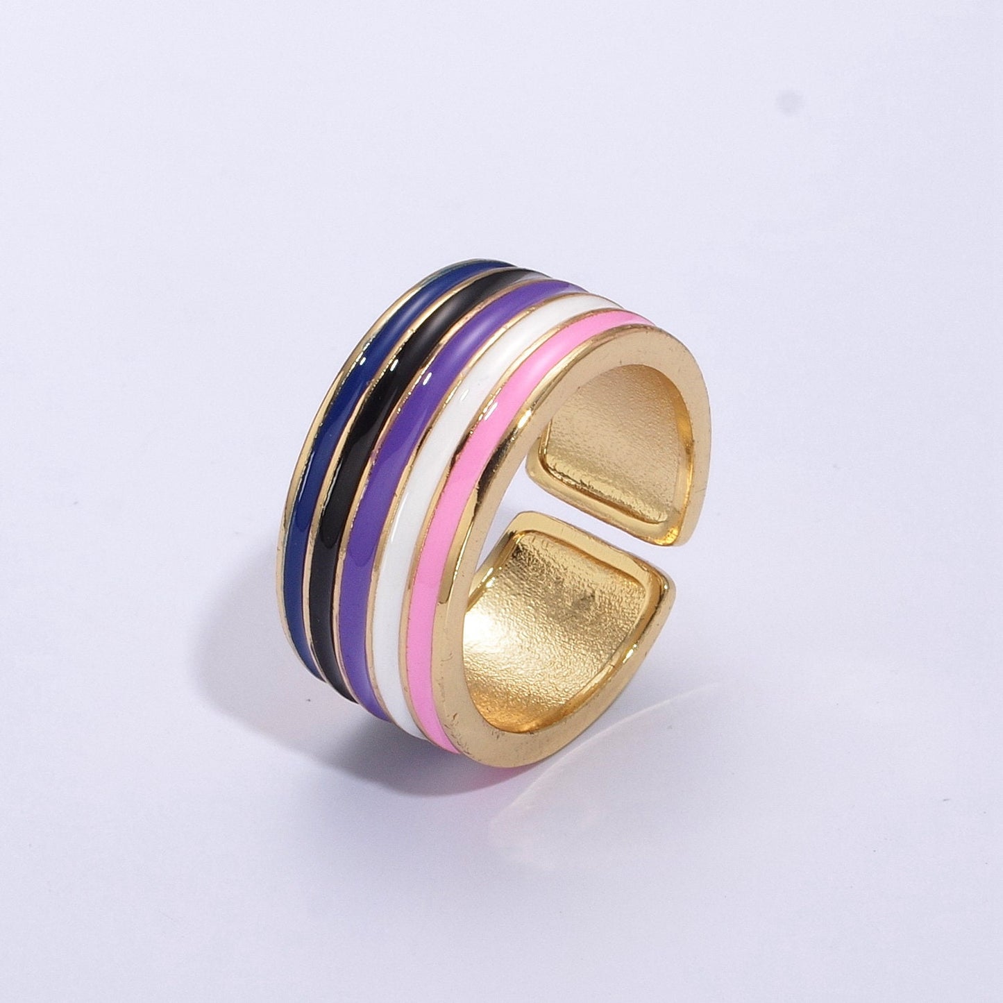 Rainbow LGBTQ Pride Ring for Men Women 24k gold Filled Rainbow Band Ring for Trans Gay Lesbian Pan Nonbinary Bisexual Genderfluid
